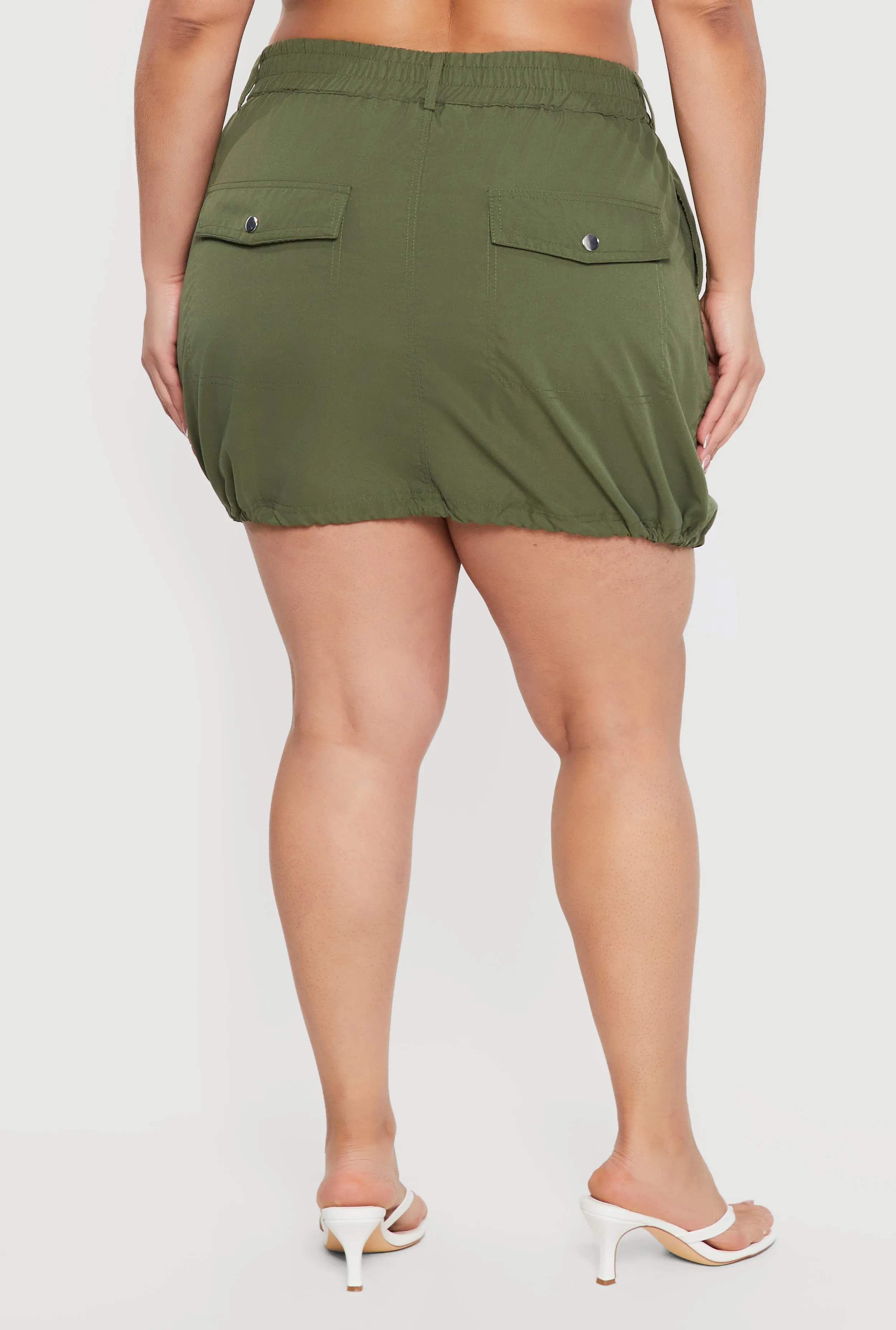 Plus Size Drawstring Hem Zip Front Cargo Skirt sold by Rainbow product image thumbnail 5