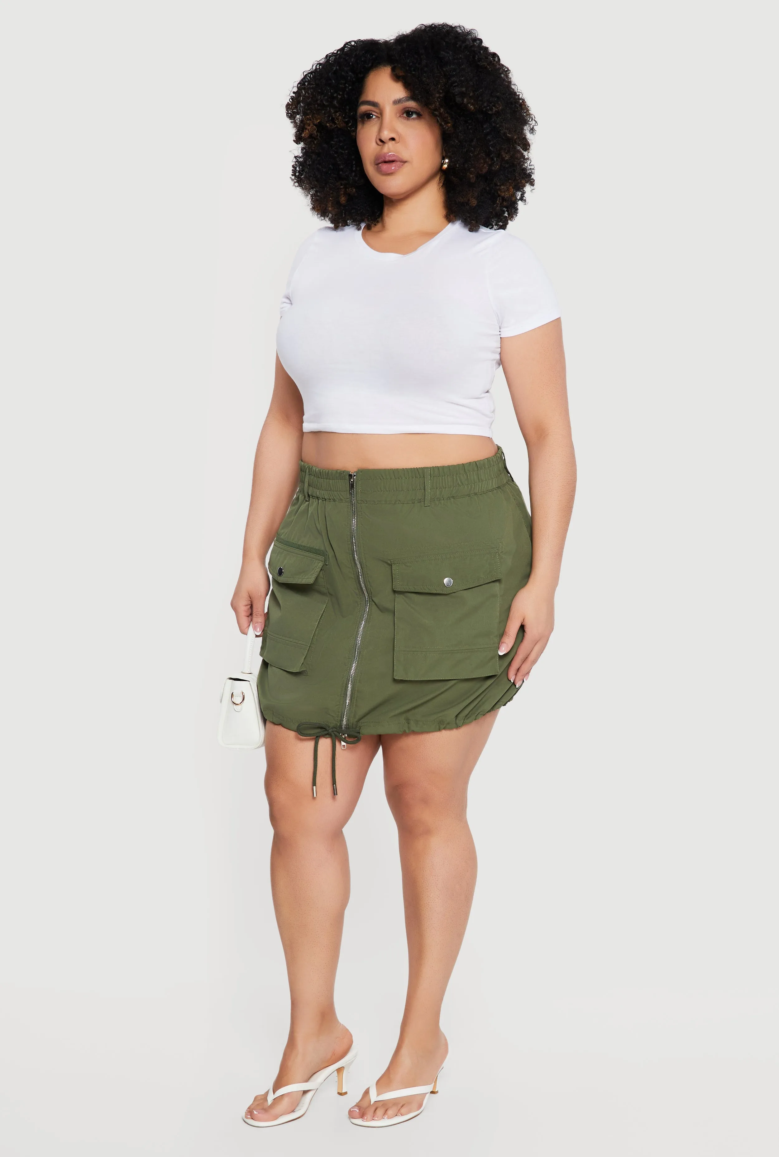 Plus Size Drawstring Hem Zip Front Cargo Skirt sold by Rainbow product image thumbnail 2
