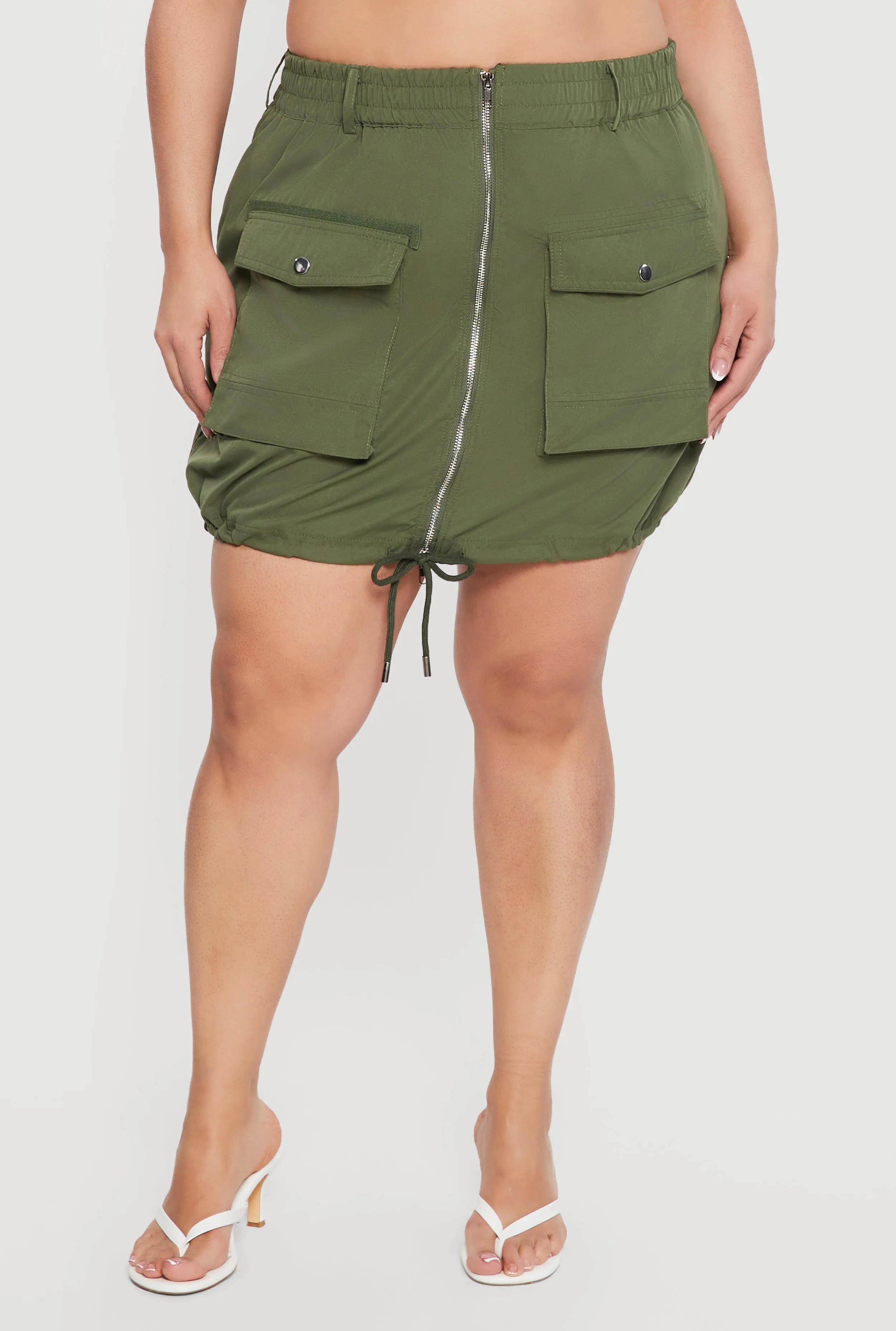 Plus Size Drawstring Hem Zip Front Cargo Skirt sold by Rainbow product image thumbnail 3