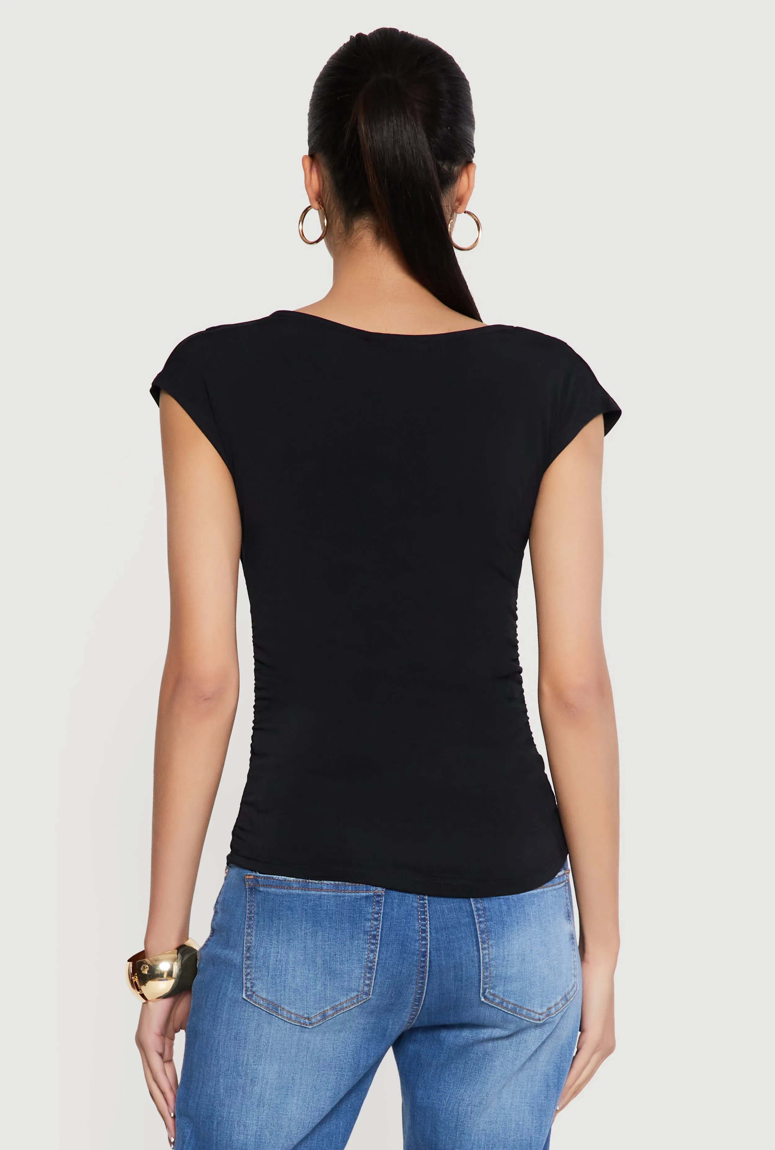 Ruched Side Cap Sleeve Cowl Neck Top sold by Rainbow product image thumbnail 5