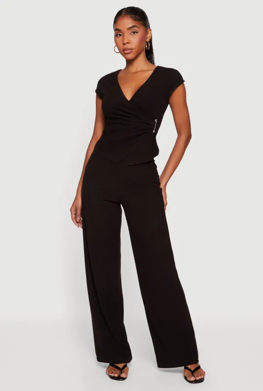 High Waisted Wide Leg Pull On Pants sold by Rainbow