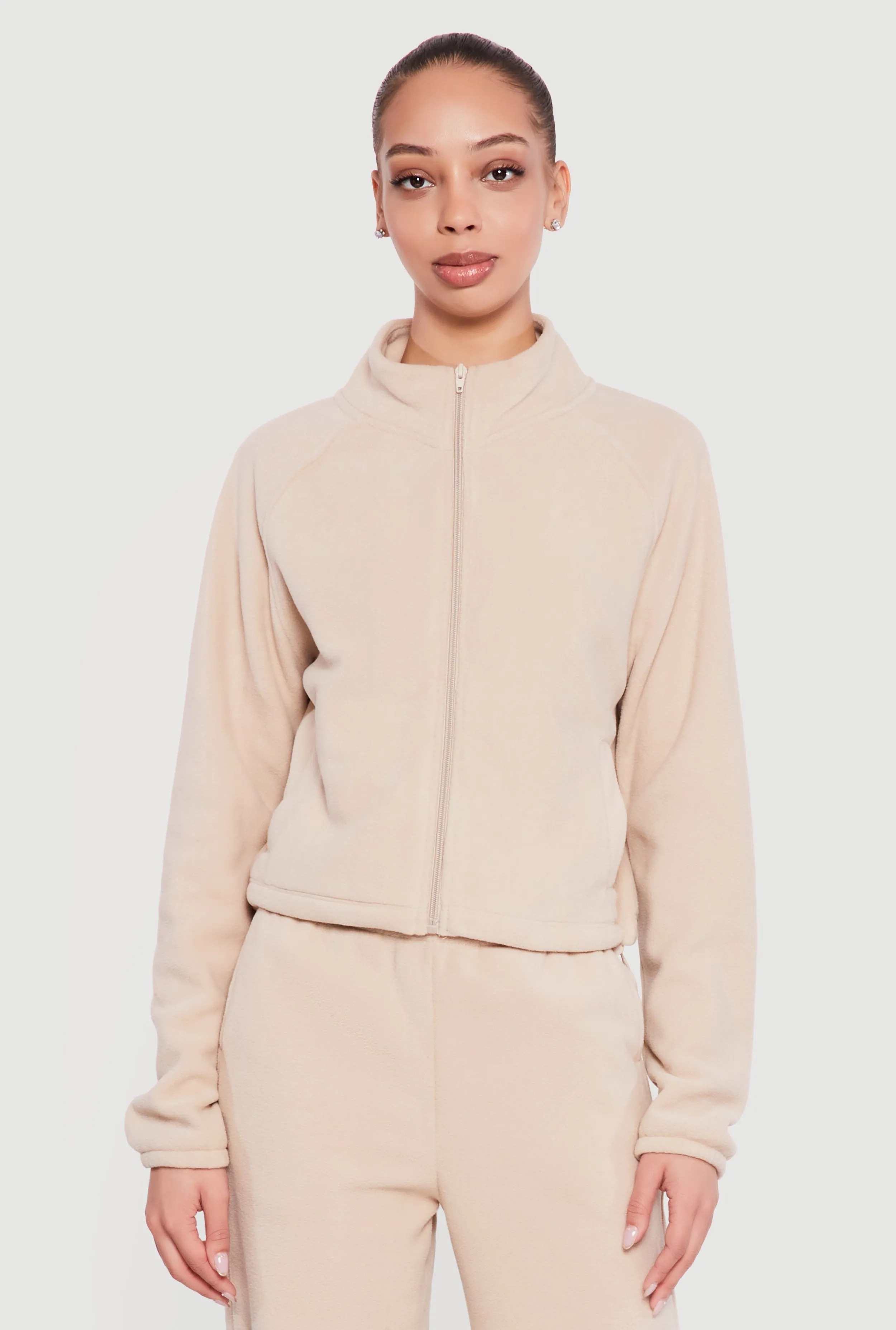 Raglan Sleeve Zip Front Mock Neck Track Jacket sold by Rainbow