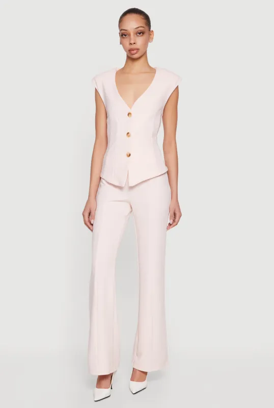 Straight Leg Crepe Knit Pintuck Detail Pants sold by Rainbow