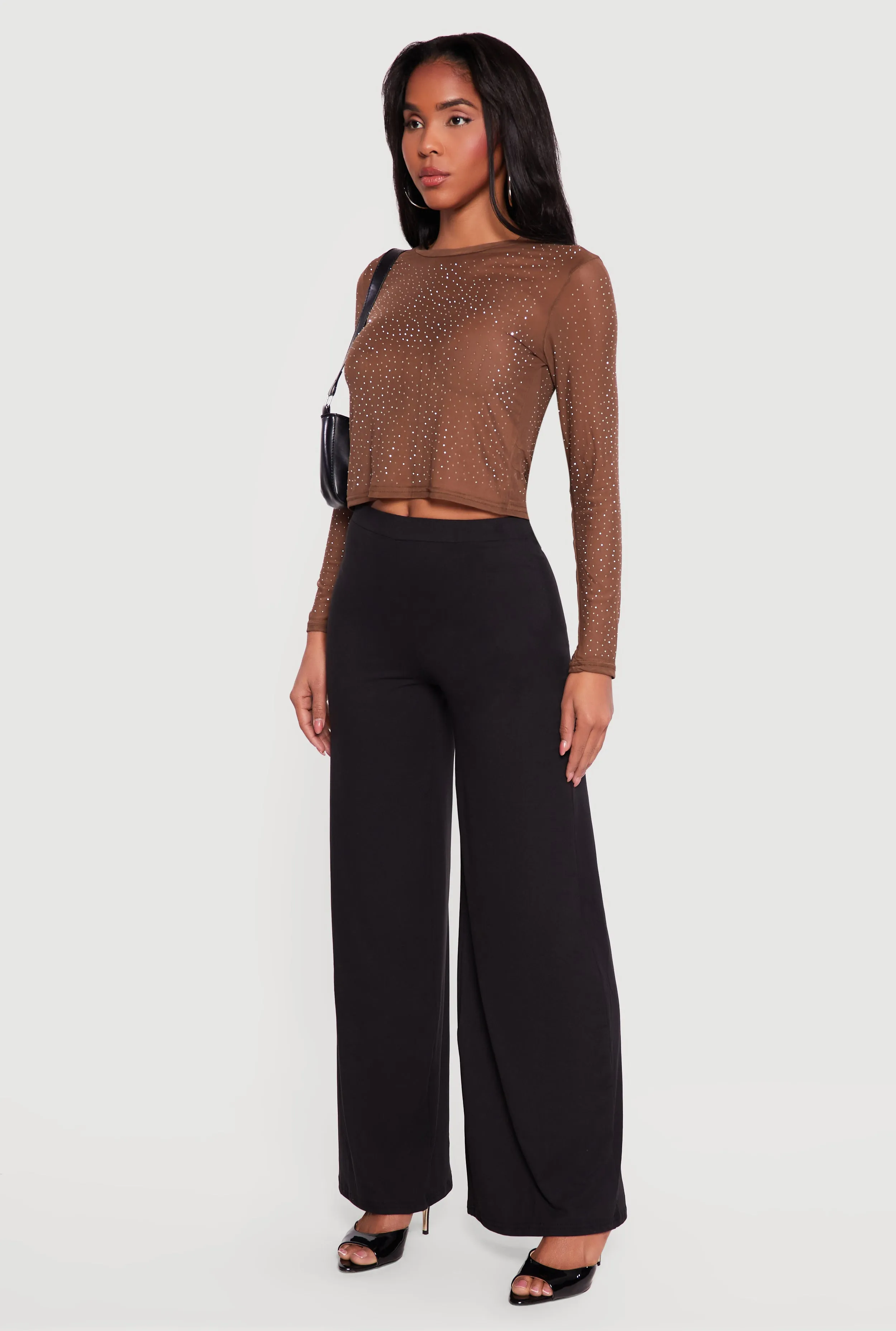 Rhinestone Mesh Long Sleeve Top sold by Rainbow product image thumbnail 3