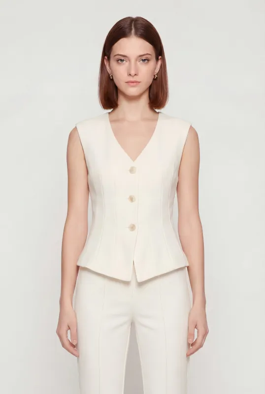 Crepe Knit Shoulder Padded Blazer Vest sold by Rainbow