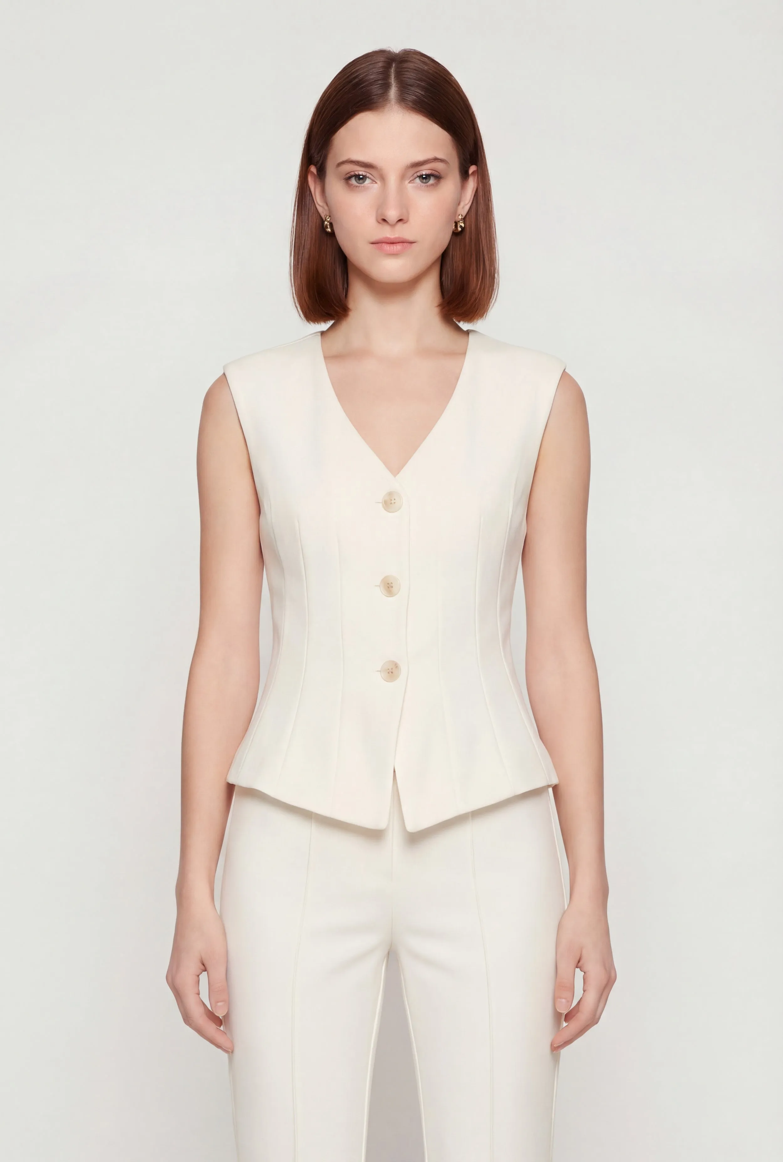 Crepe Knit Shoulder Padded Blazer Vest sold by Rainbow