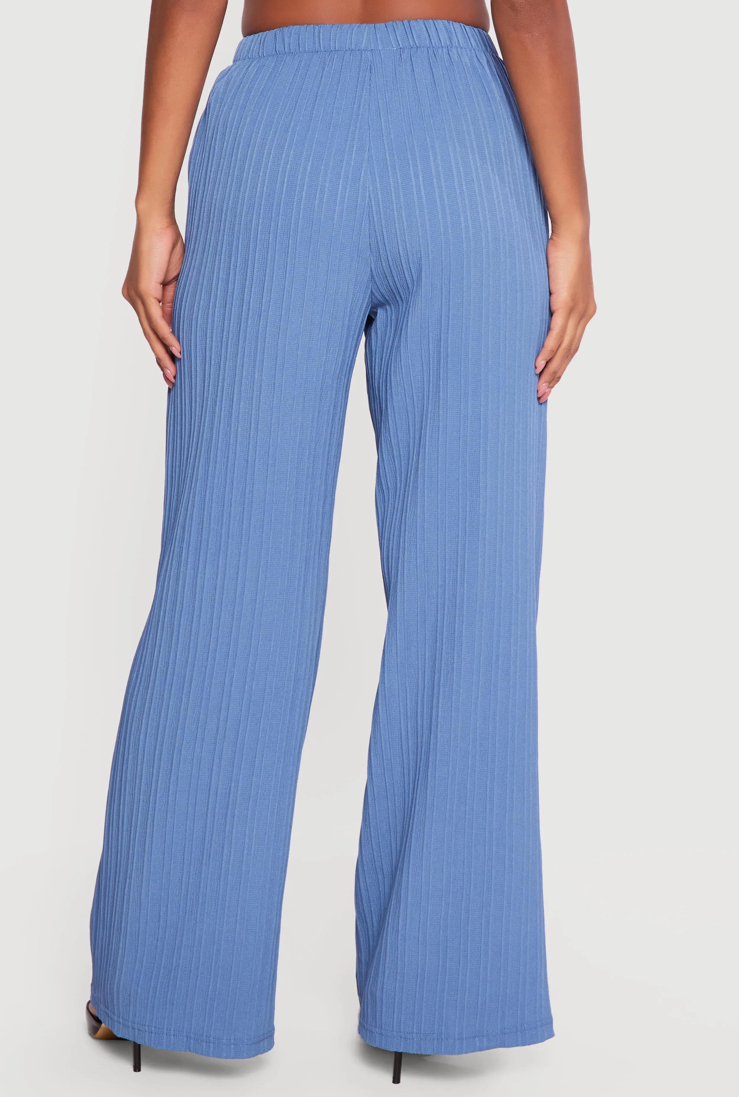 Ribbed Knit Drawstring Waist Wide Leg Pants sold by Rainbow product image thumbnail 5