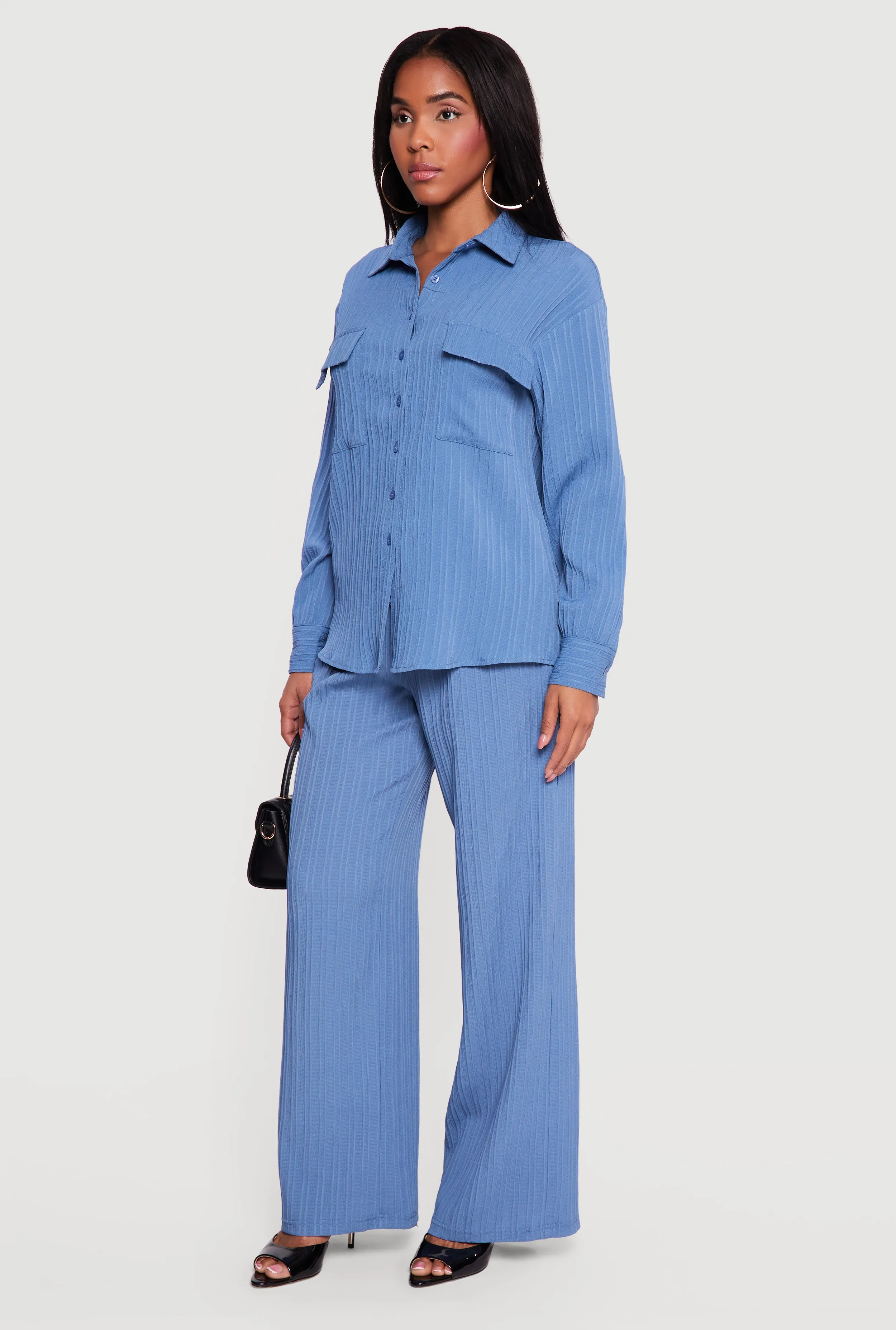 Ribbed Knit Drawstring Waist Wide Leg Pants sold by Rainbow product image thumbnail 2