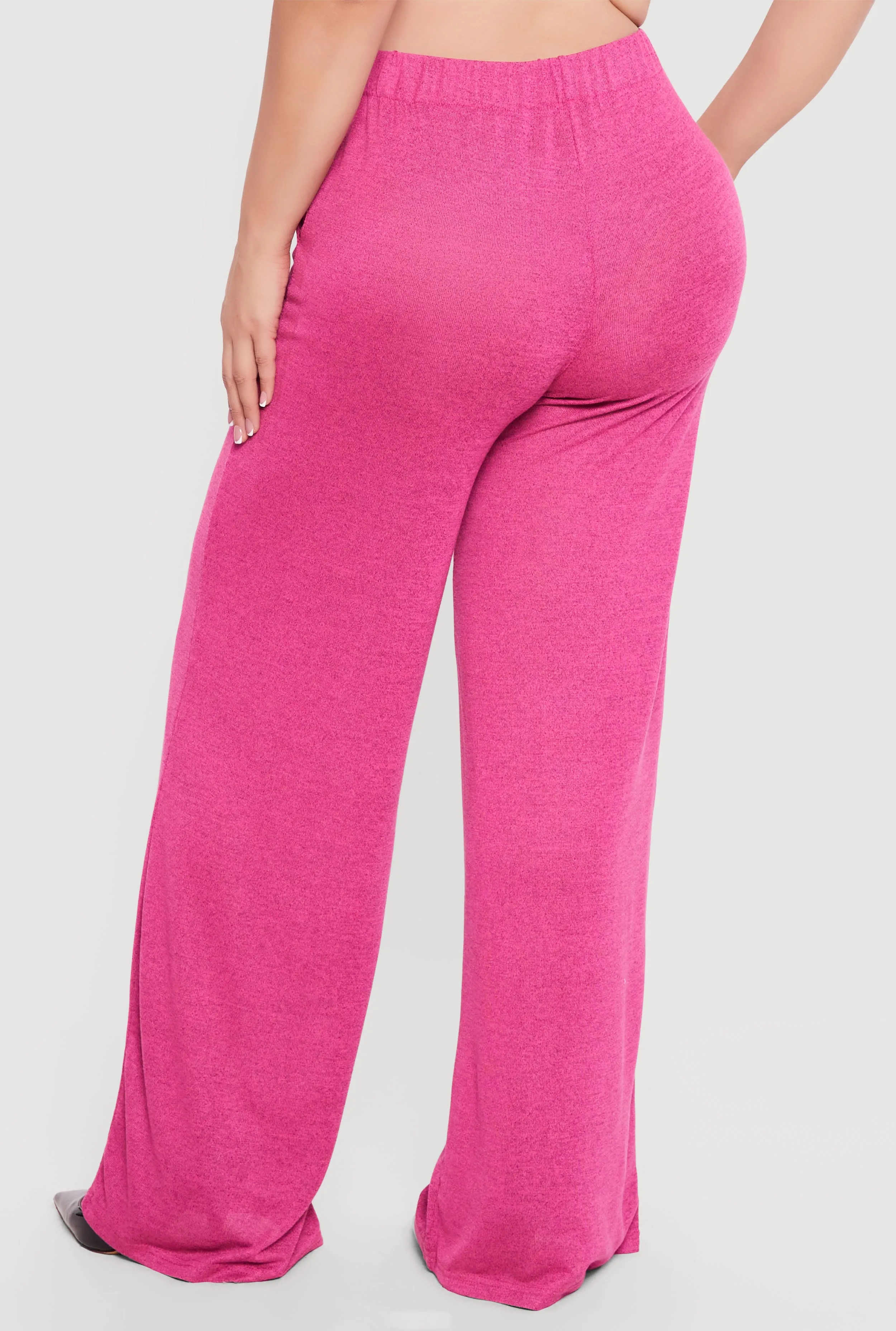 Plus Size High Waisted Wide Leg Brushed Knit Pants sold by Rainbow product image thumbnail 5
