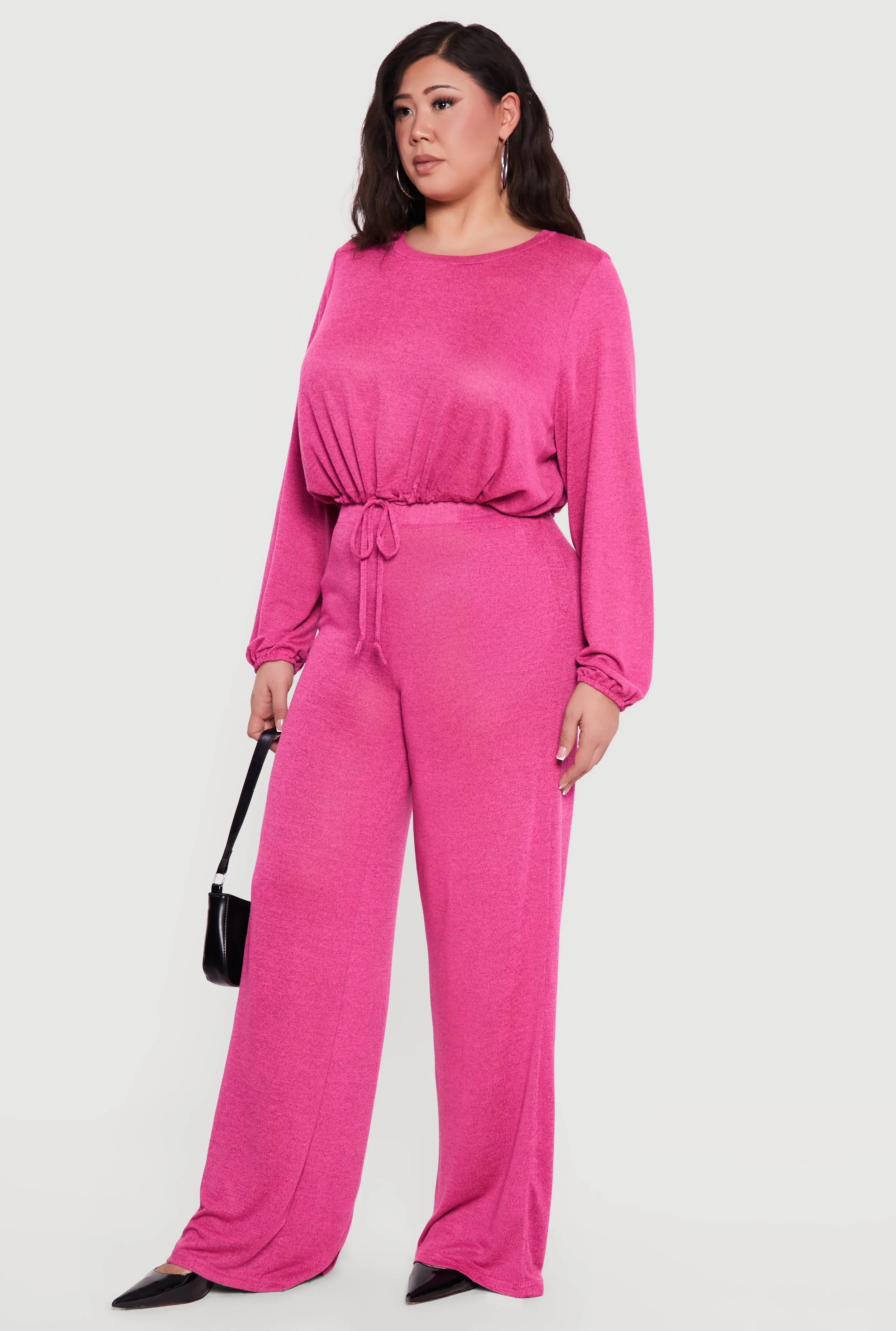 Plus Size High Waisted Wide Leg Brushed Knit Pants sold by Rainbow product image thumbnail 2