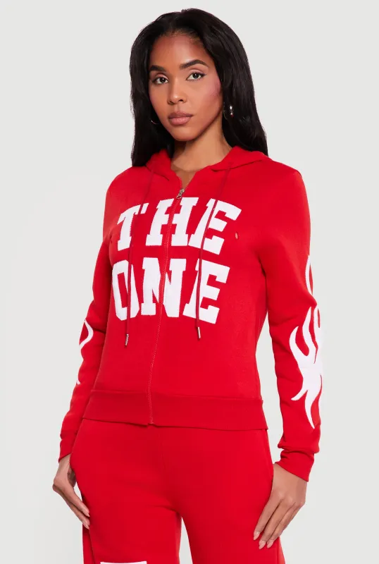 The One Graphic Patch Zip Front Hoodie sold by Rainbow