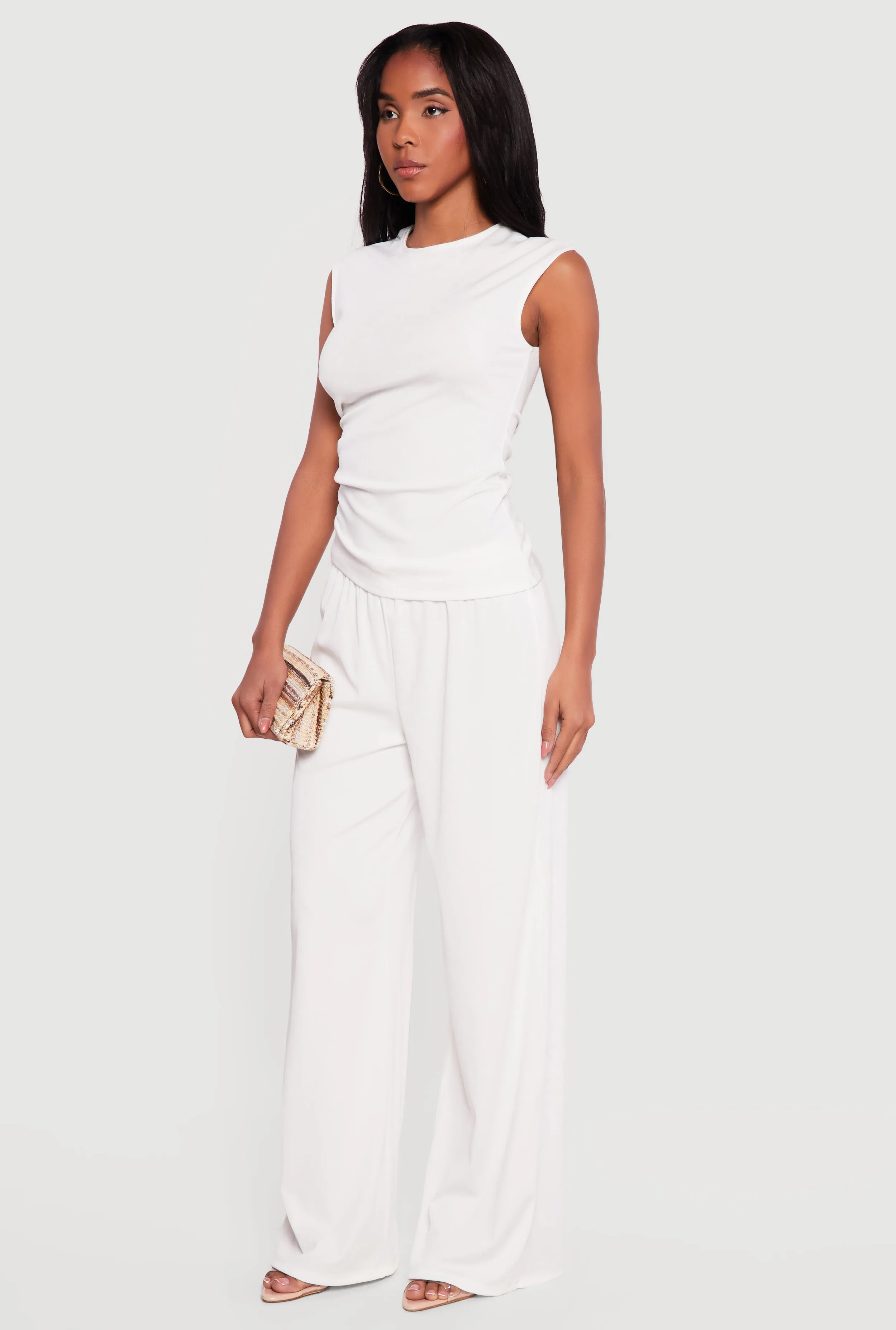 Rib Knit Beaded Drawstring Waist Pull On Pants sold by Rainbow product image thumbnail 2