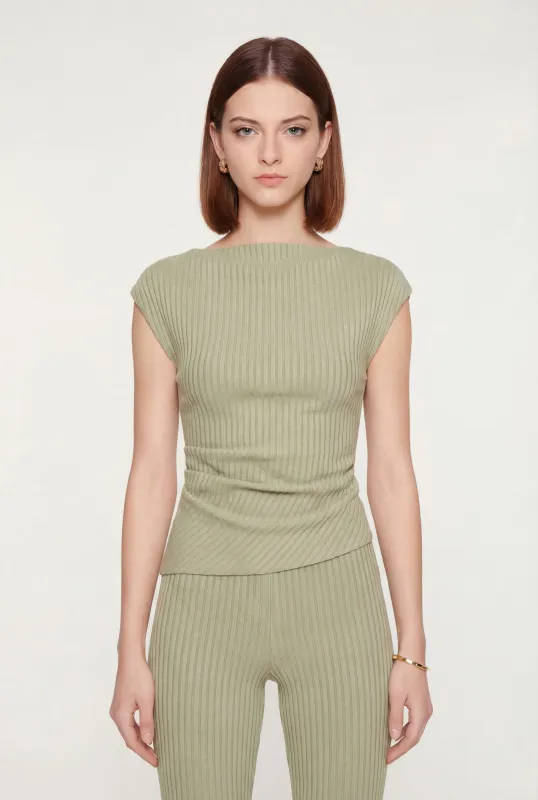 One Shoulder Rib Knit Side Ruched Blouse sold by Rainbow