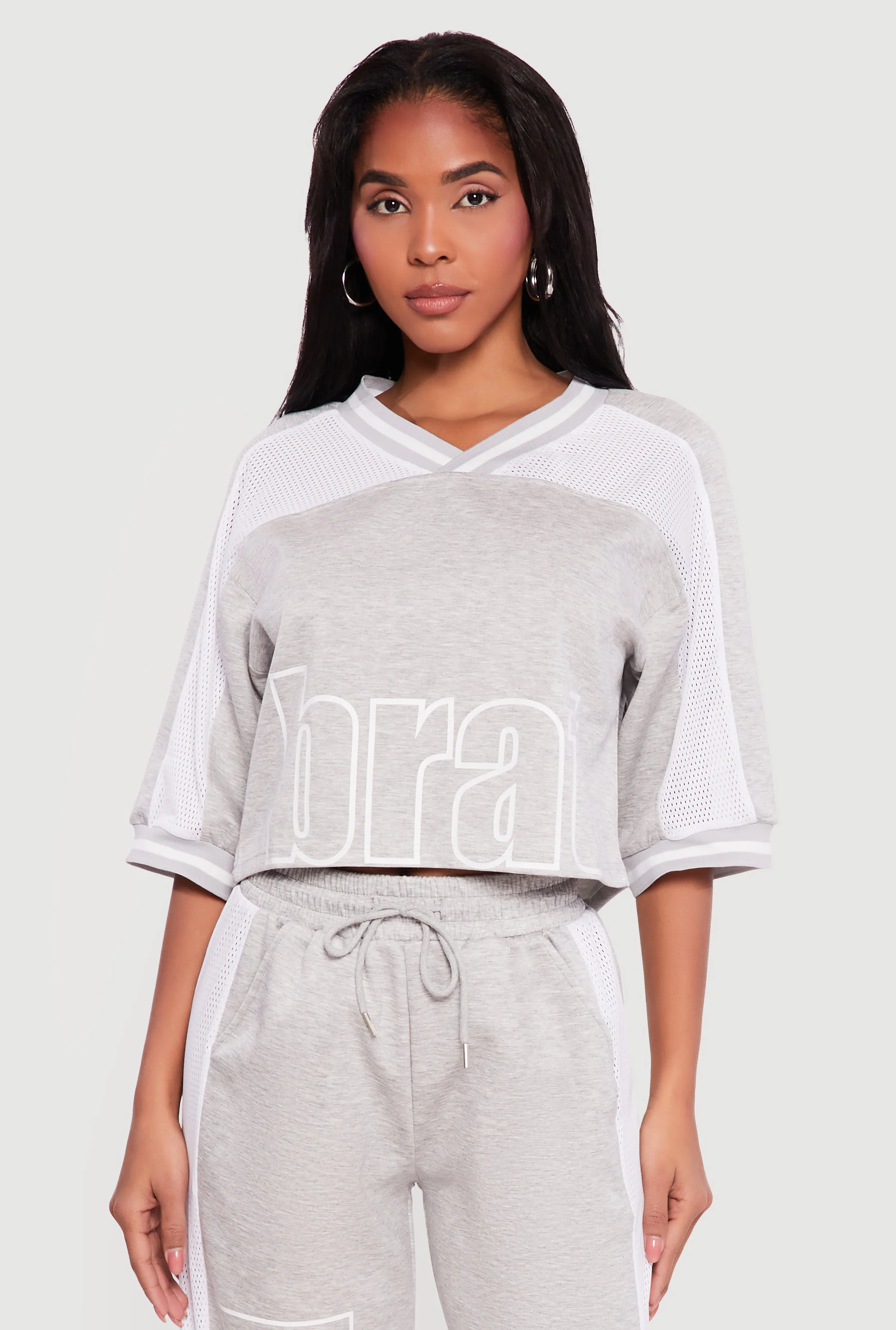 Brat Graphic Cropped Jersey Top sold by Rainbow
