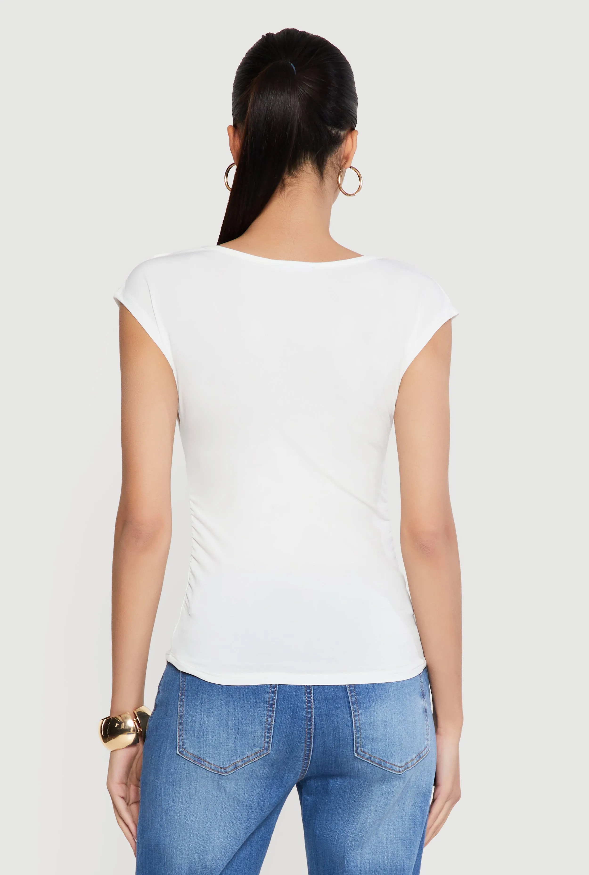Ruched Side Cap Sleeve Cowl Neck Top sold by Rainbow product image thumbnail 5