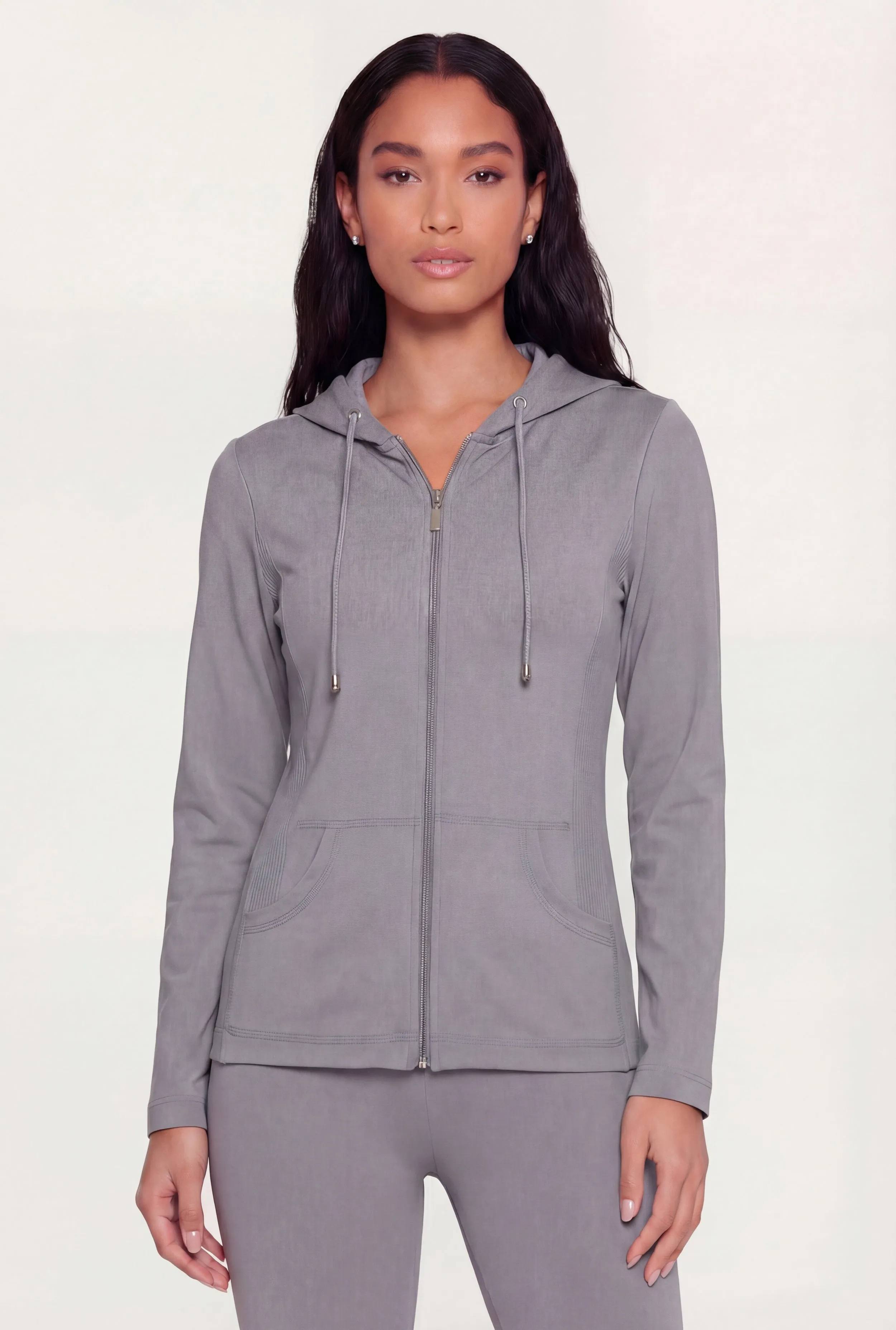 Drawstring Hooded Zip Front Track Jacket sold by Rainbow