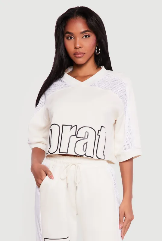 Brat Graphic Cropped Jersey Top sold by Rainbow