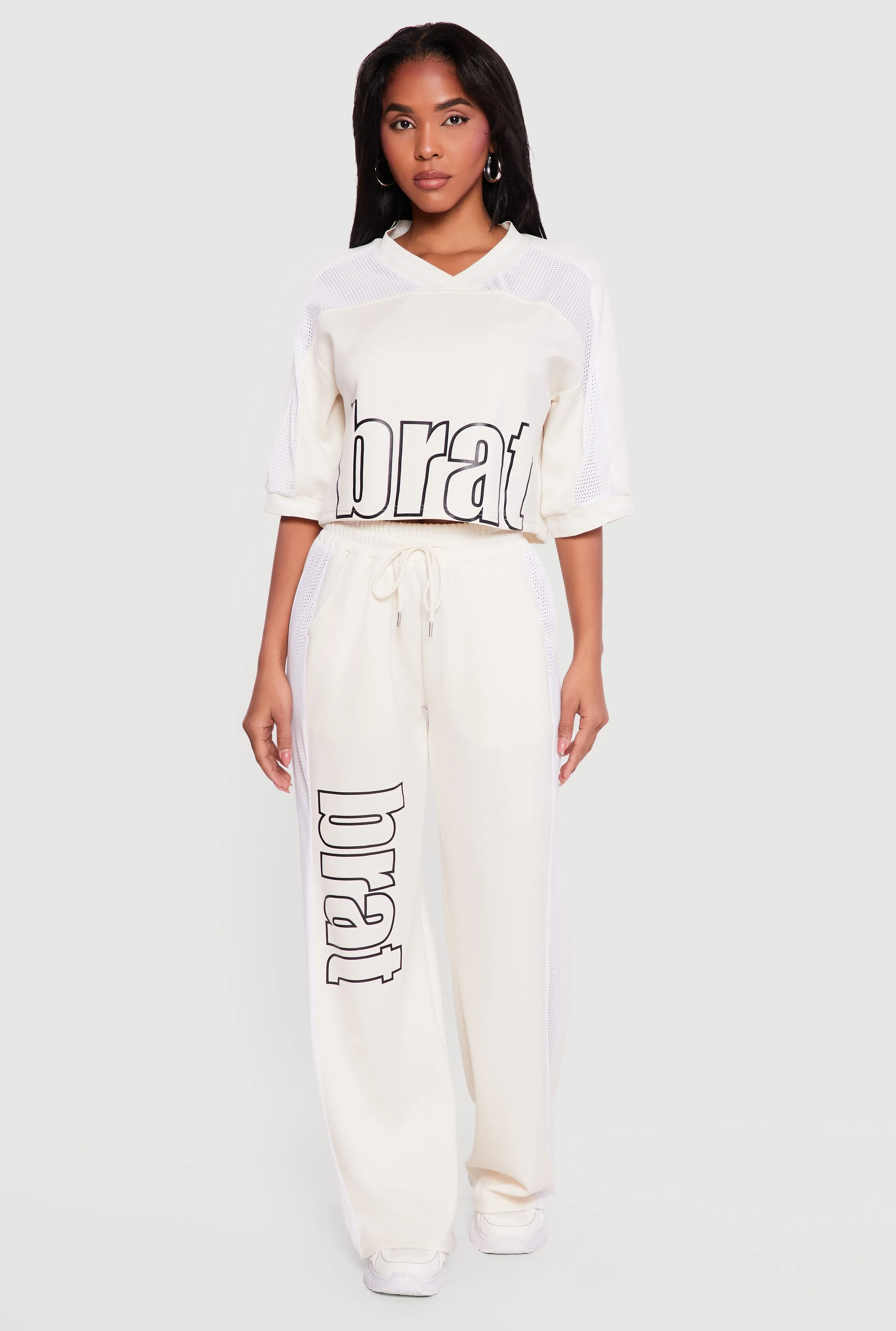 Brat Graphic Cropped Jersey Top sold by Rainbow product image thumbnail 2