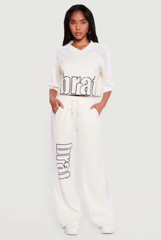 Brat Graphic Drawstring Waist Wide Leg Pants sold by Rainbow