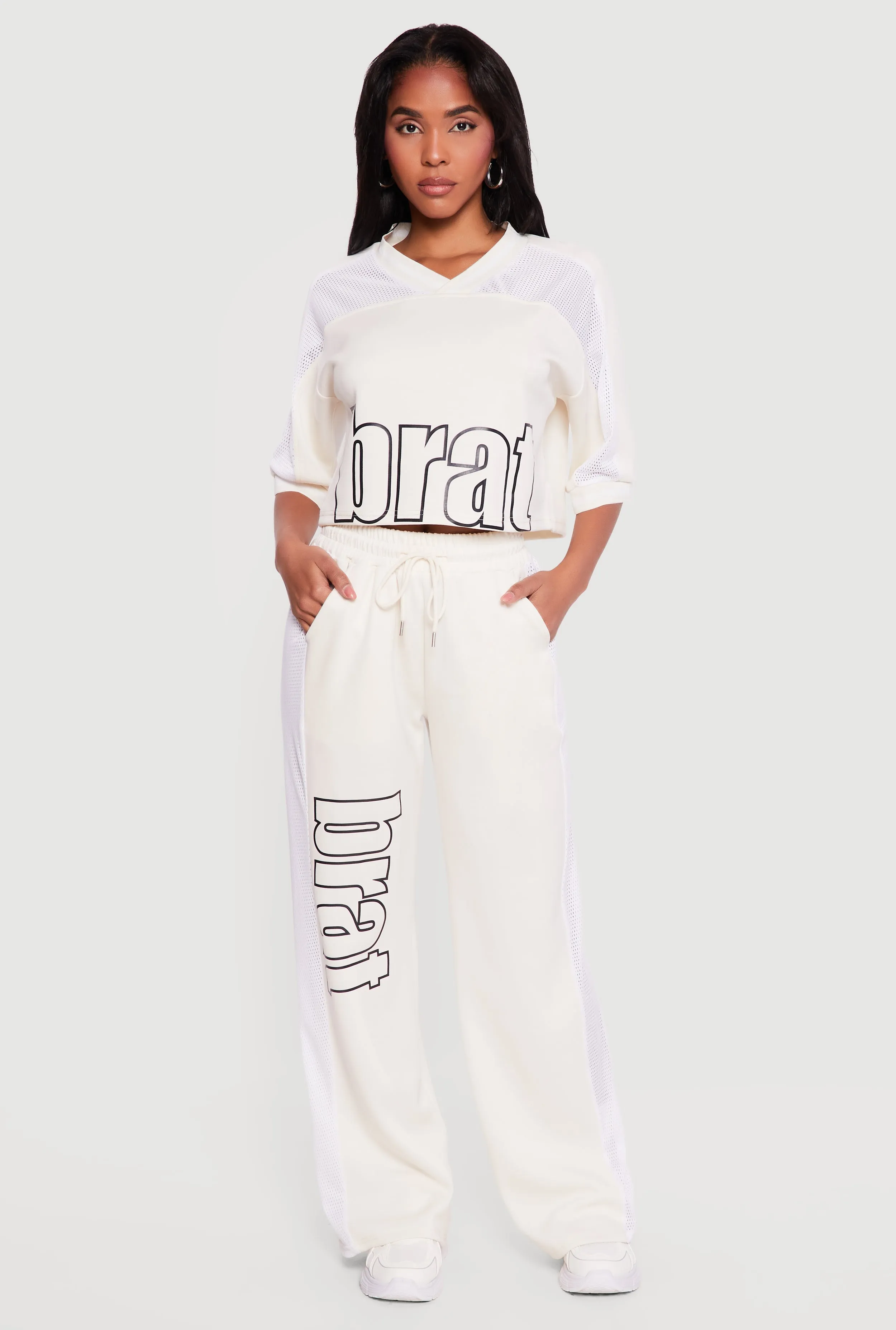 Brat Graphic Drawstring Waist Wide Leg Pants sold by Rainbow