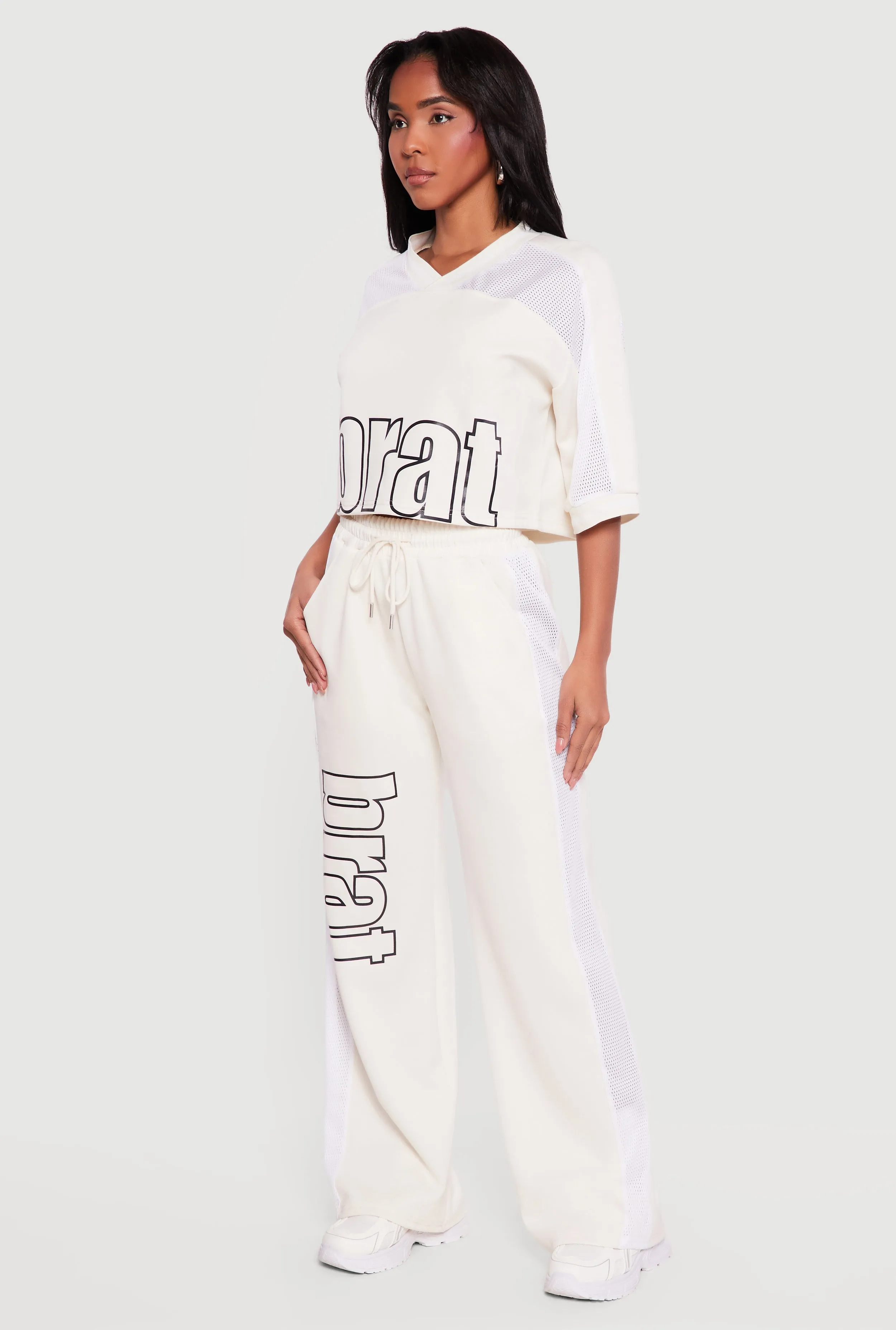 Brat Graphic Drawstring Waist Wide Leg Pants sold by Rainbow product image thumbnail 2