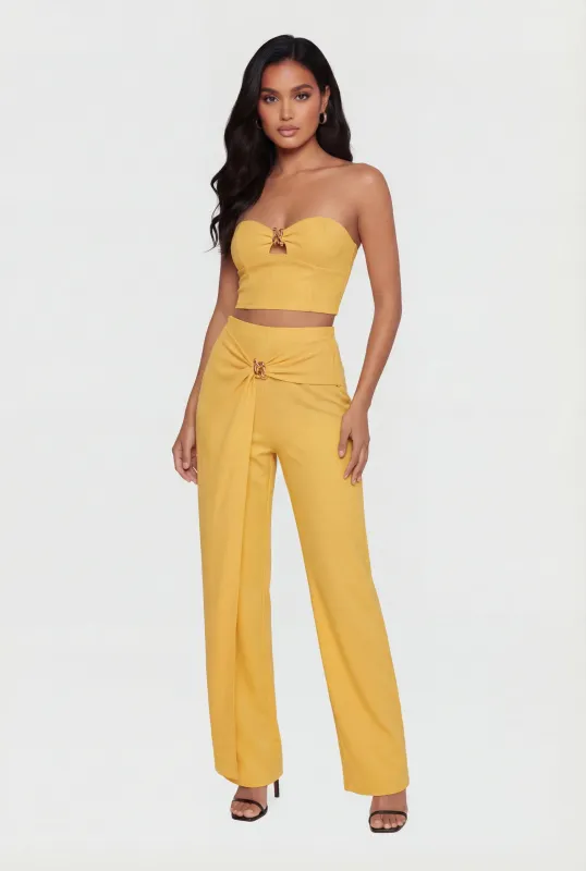 Metallic Detail Asymmetrical Overlay Pants sold by Rainbow