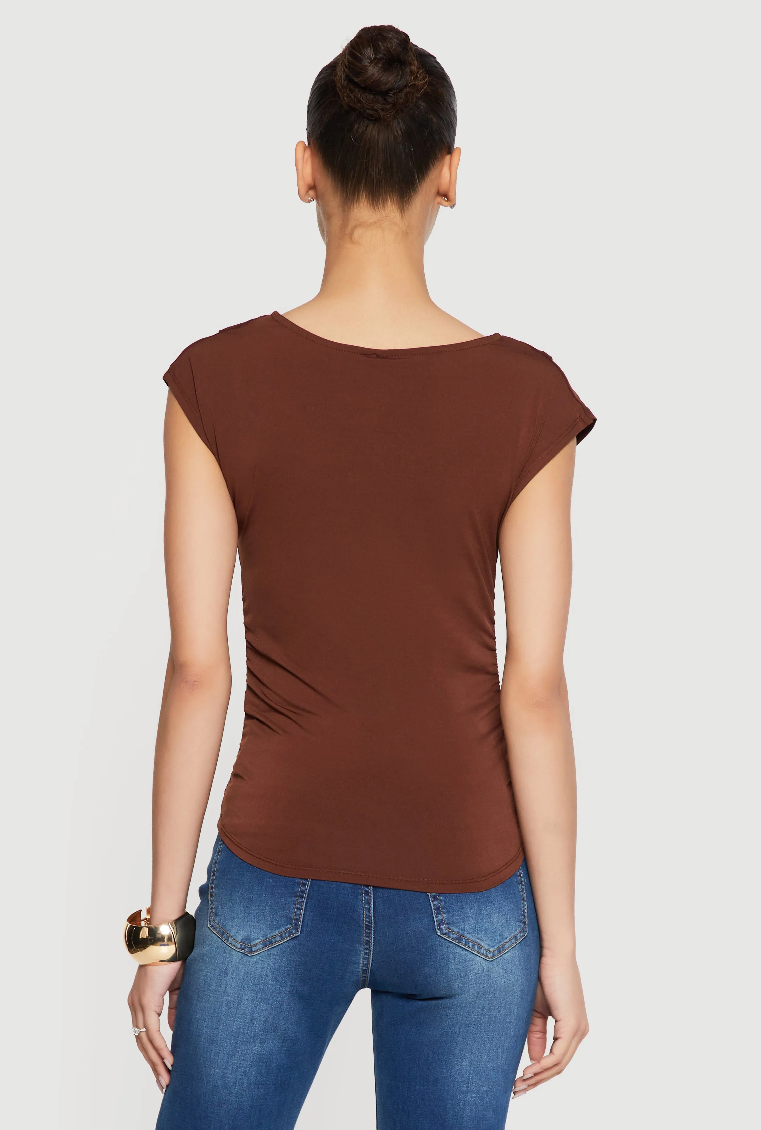 Ruched Side Cap Sleeve Cowl Neck Top sold by Rainbow product image thumbnail 5