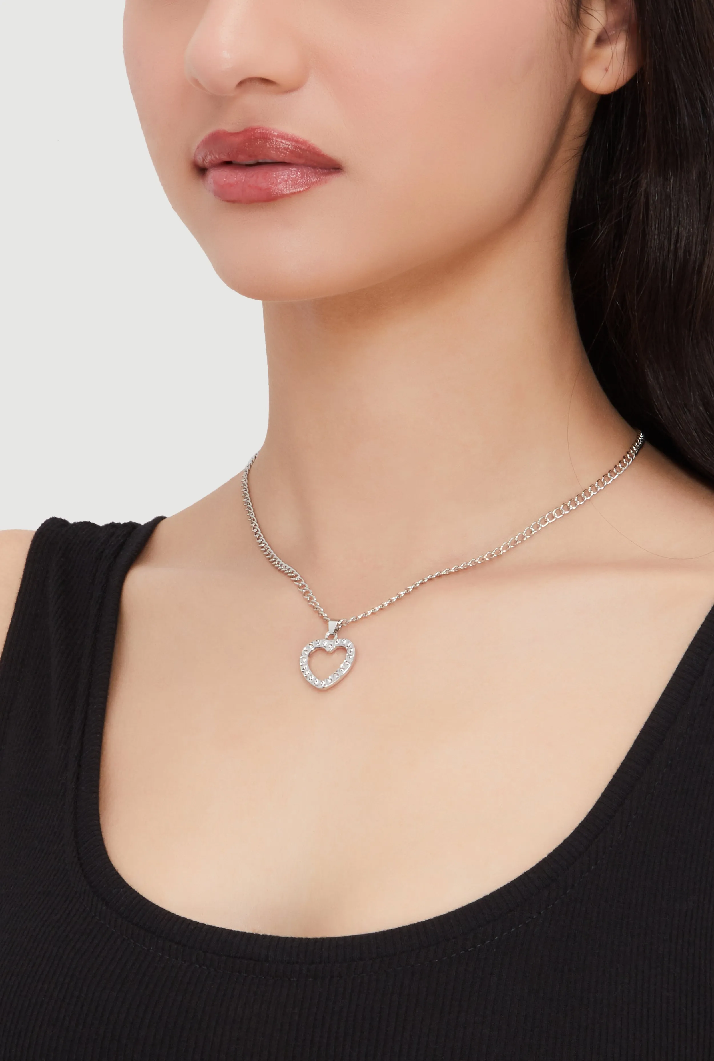 Cubic Zirconia Heart Charm Chain Necklace sold by Rainbow product image thumbnail 2