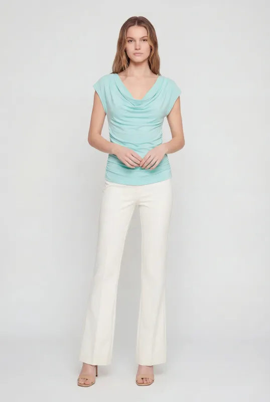 Ruched Side Cap Sleeve Cowl Neck Top sold by Rainbow