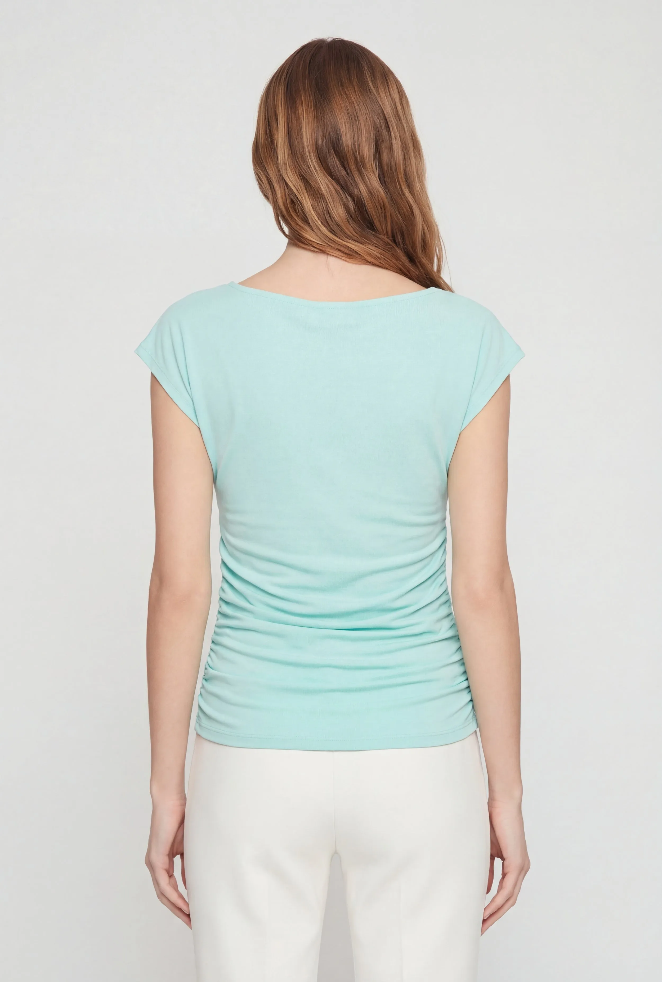 Ruched Side Cap Sleeve Cowl Neck Top sold by Rainbow product image thumbnail 5
