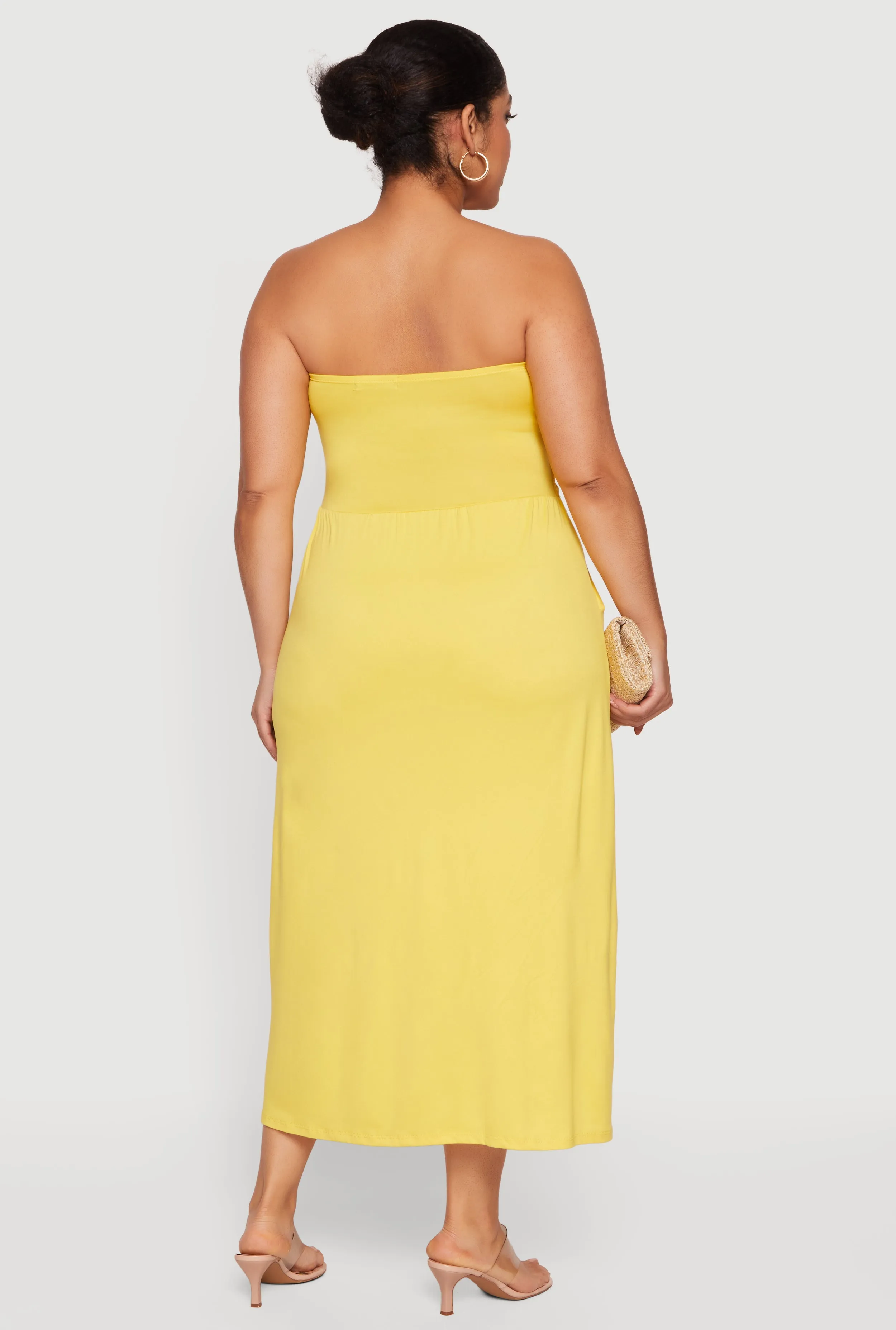 Plus Size Soft Knit Ruched Tube Dress with Pockets sold by Rainbow product image thumbnail 3