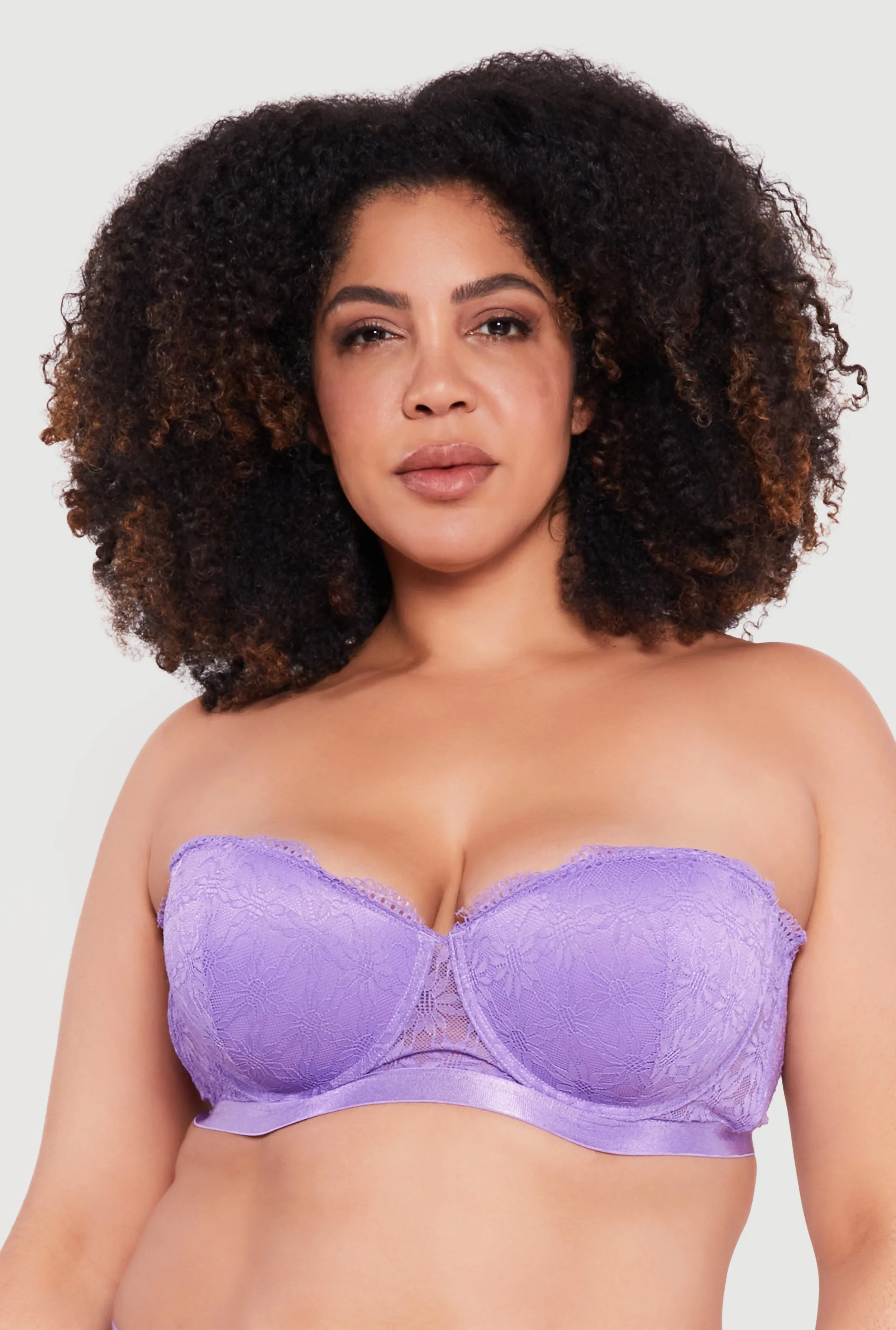 Plus Size Solid Floral Lace Convertible Balconette Bra sold by Rainbow product image thumbnail 5