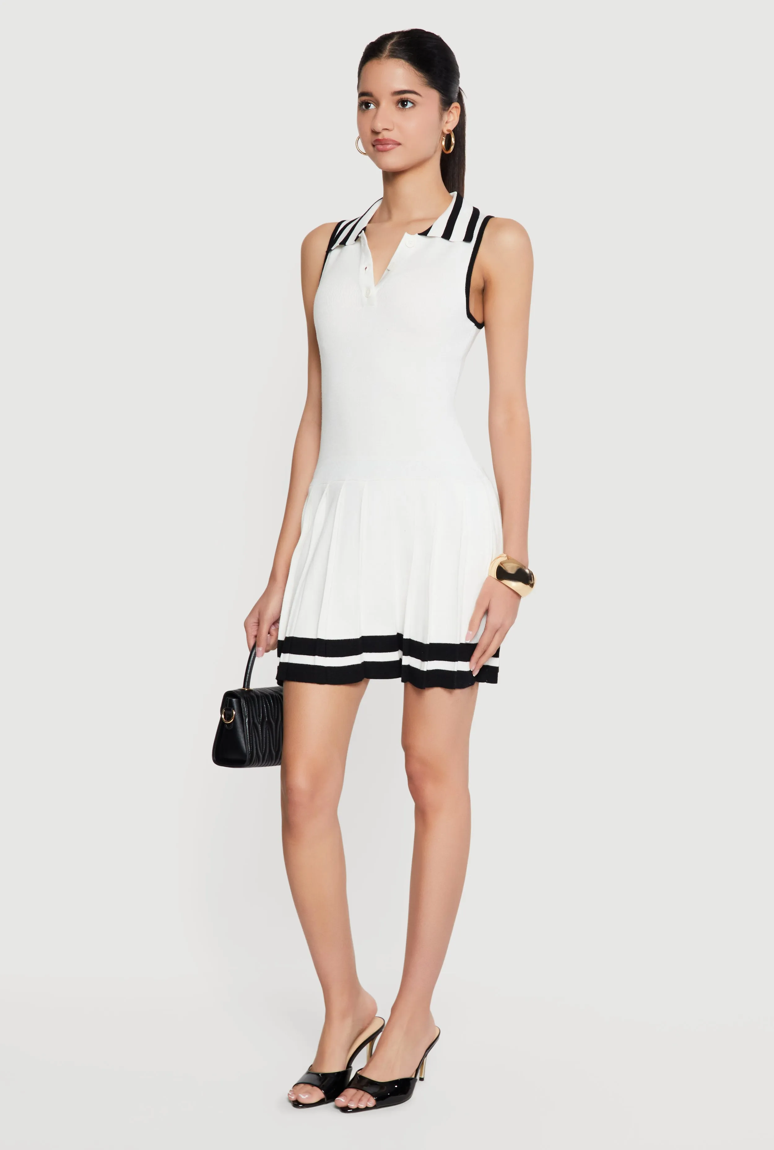 Varsity Stripe Pleated Polo Mini Dress sold by Rainbow product image thumbnail 2