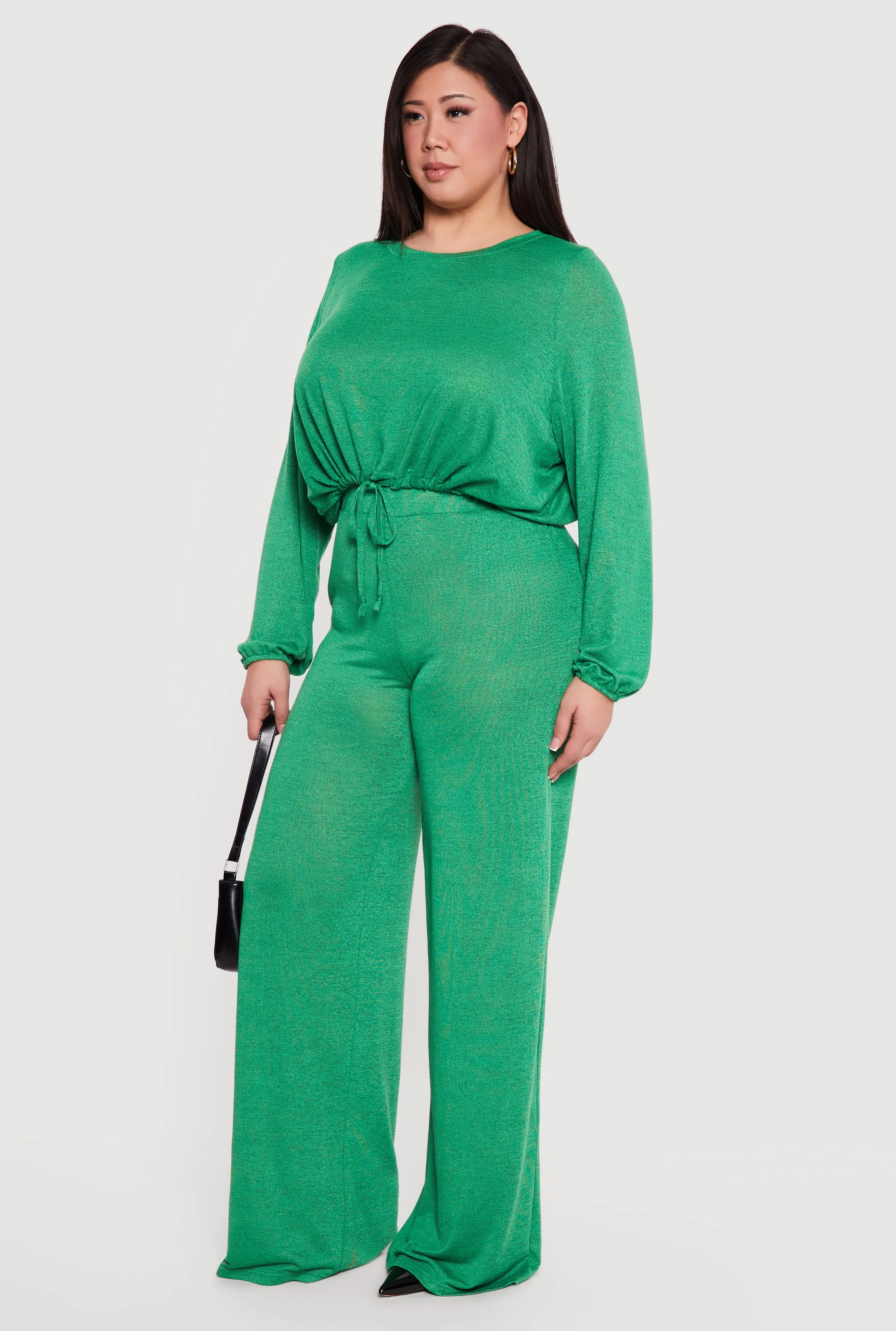 Plus Size High Waisted Wide Leg Brushed Knit Pants sold by Rainbow product image thumbnail 2