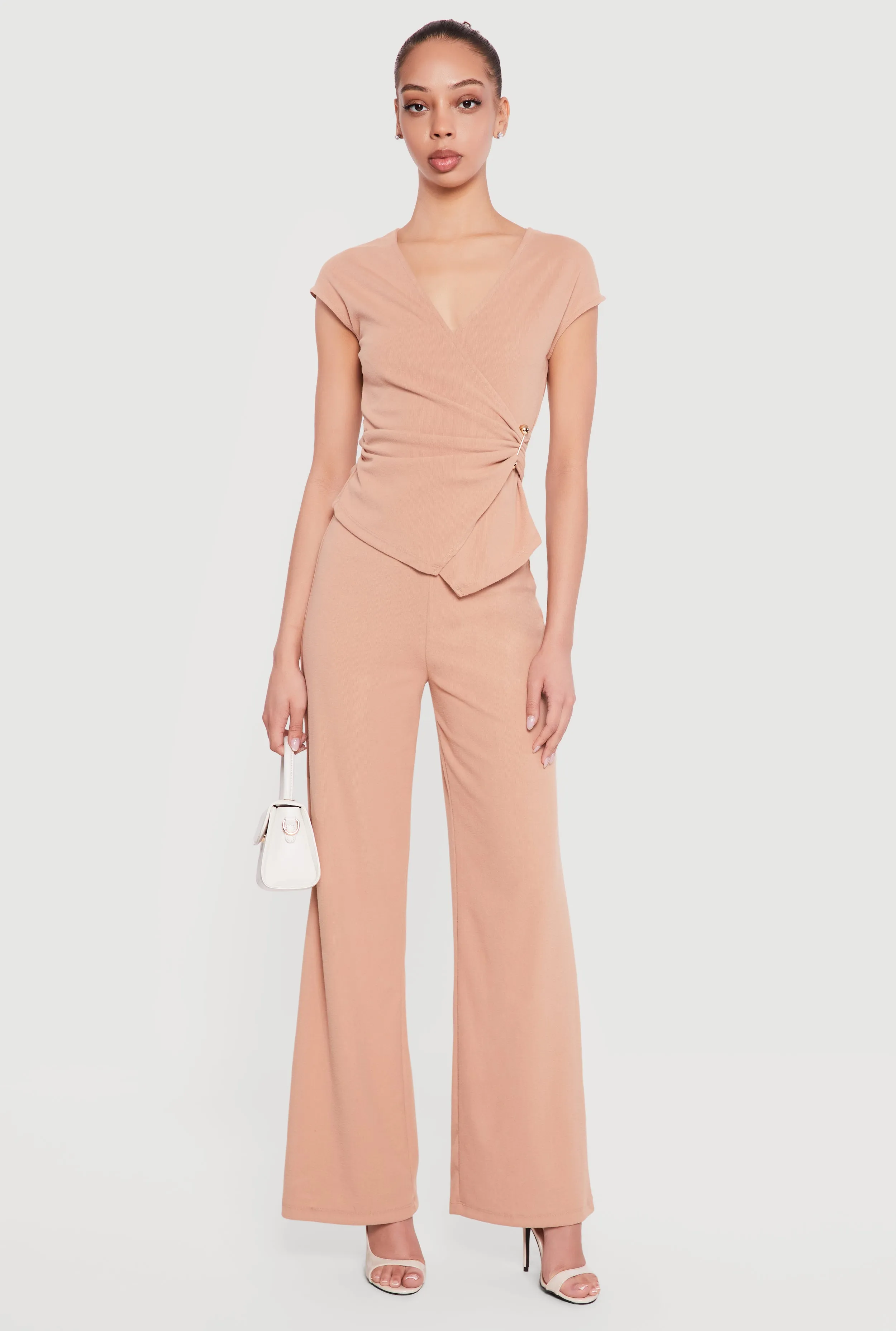 High Waisted Wide Leg Pull On Pants sold by Rainbow