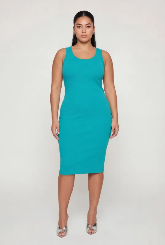 Plus Size Scoop Neck Tank Midi Dress sold by Rainbow