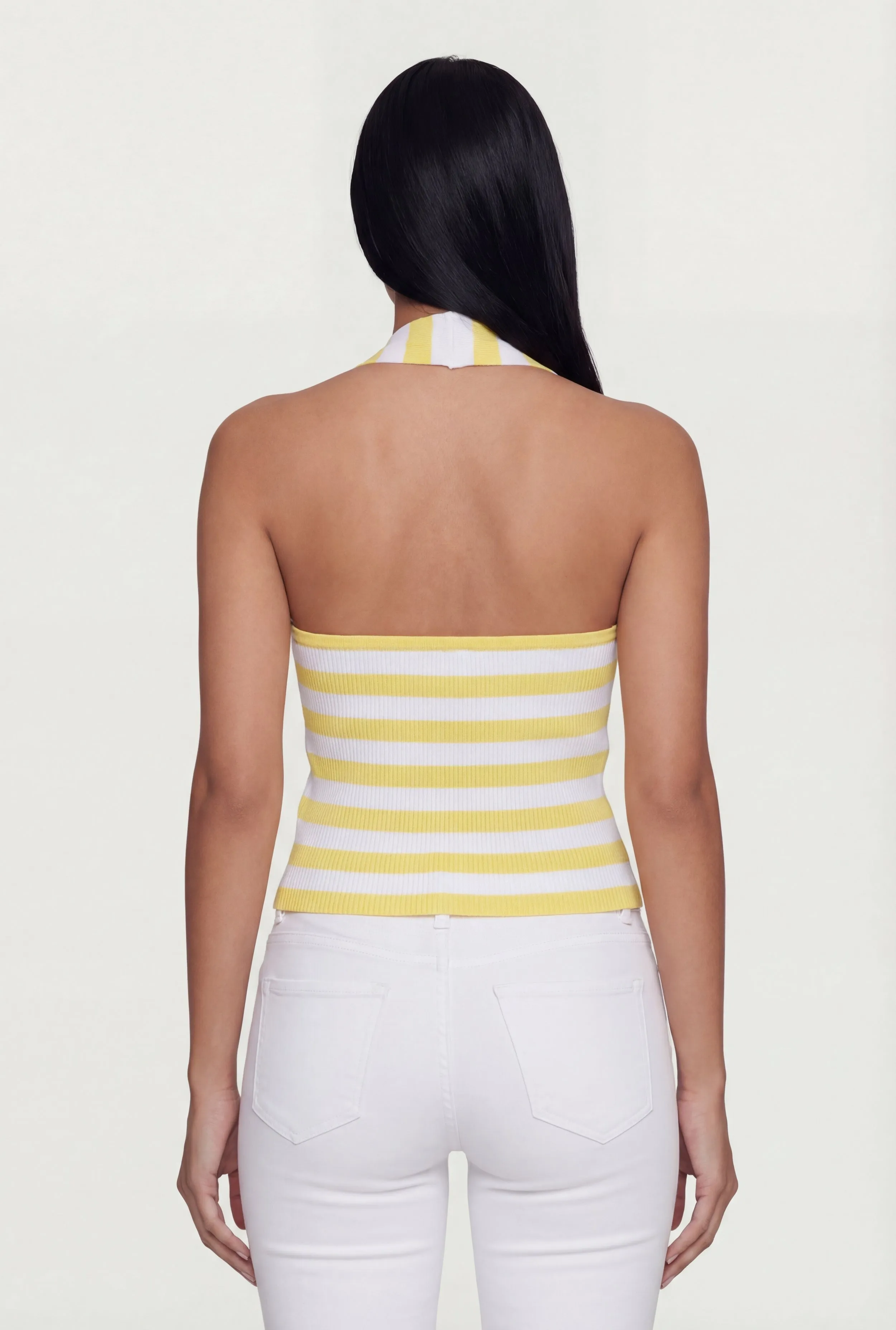 Ribbed Knit Striped Button Front Halter Top sold by Rainbow product image thumbnail 5