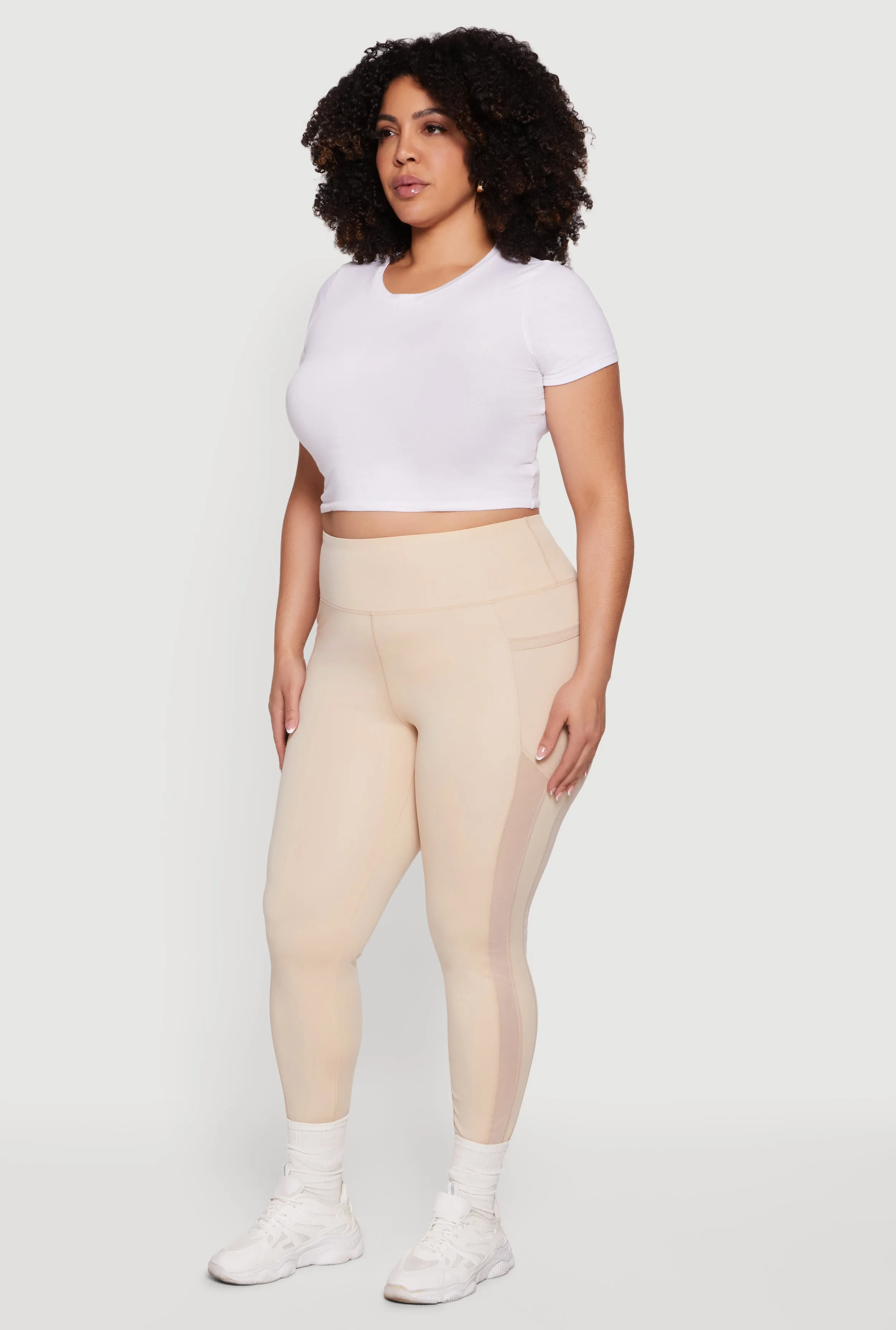 Plus Size Mesh Detail Cell Phone Pocket Leggings sold by Rainbow product image thumbnail 2