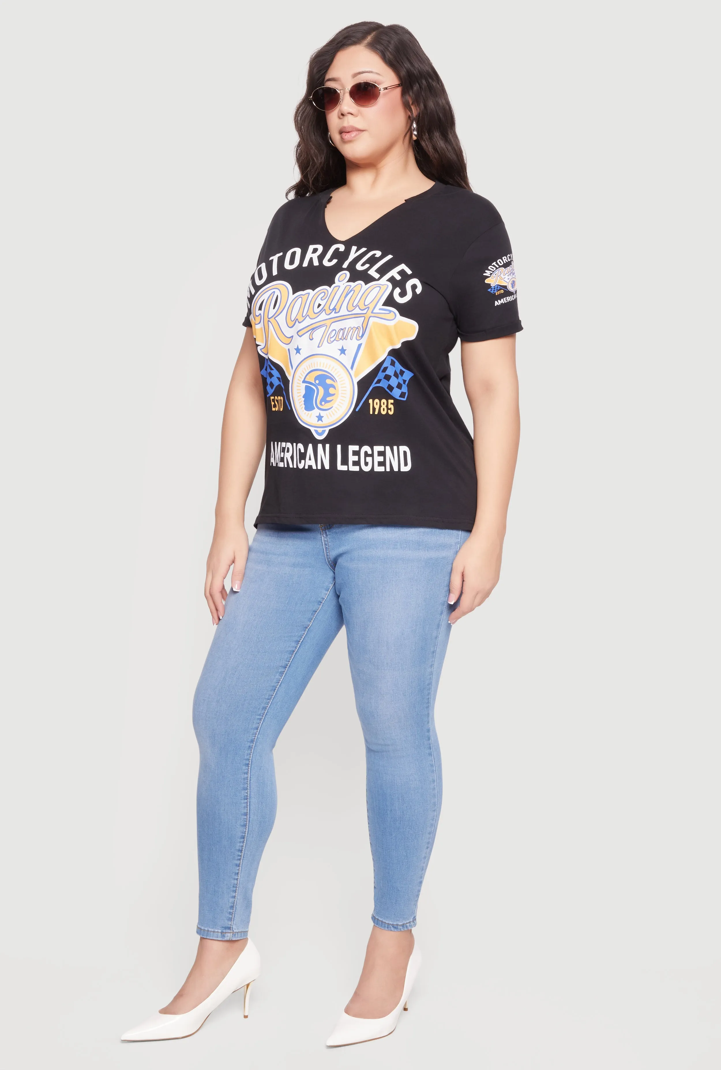 Plus Size Motorcycle Racing Team American Legend Tee sold by Rainbow product image thumbnail 3