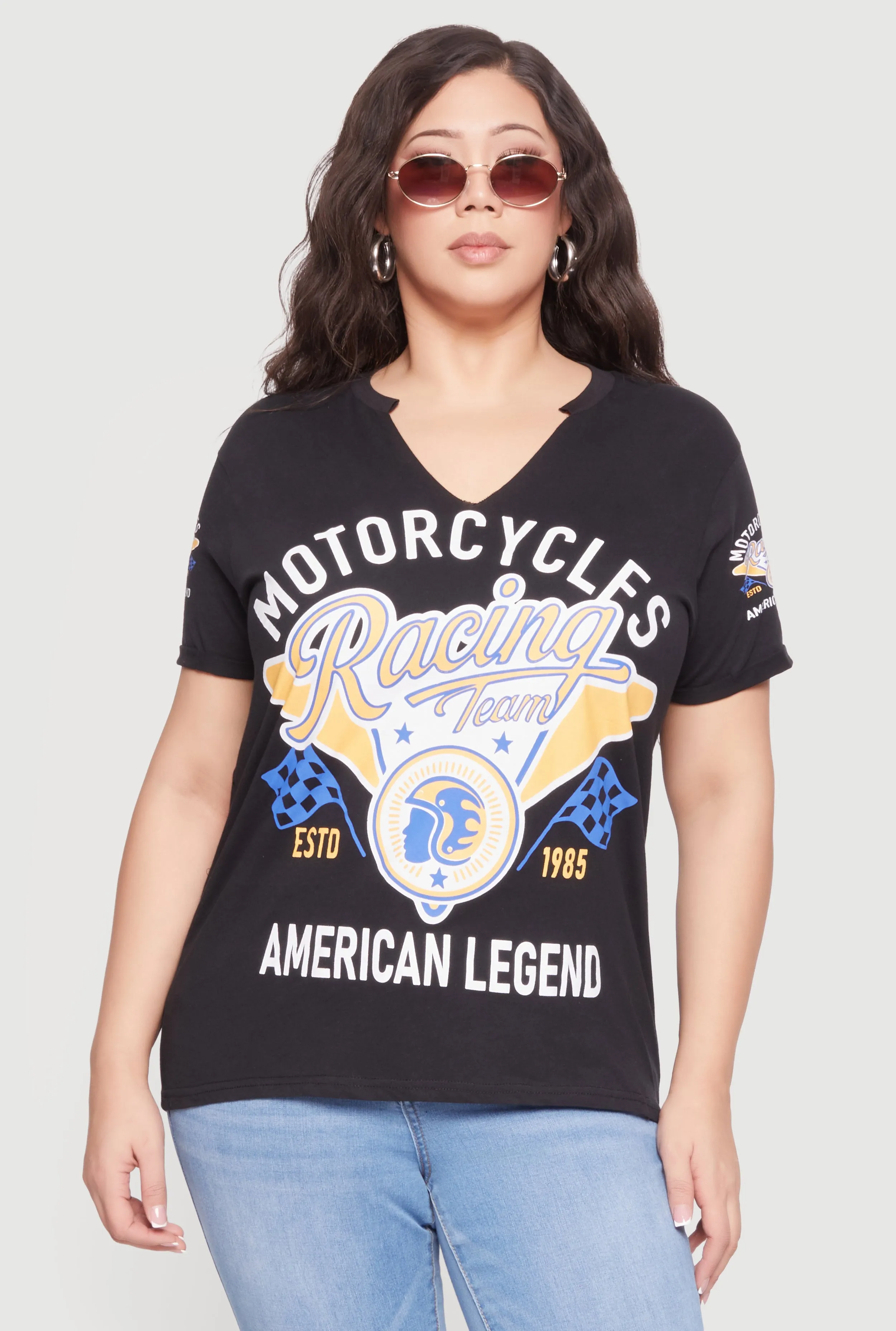 Plus Size Motorcycle Racing Team American Legend Tee sold by Rainbow product image thumbnail 2
