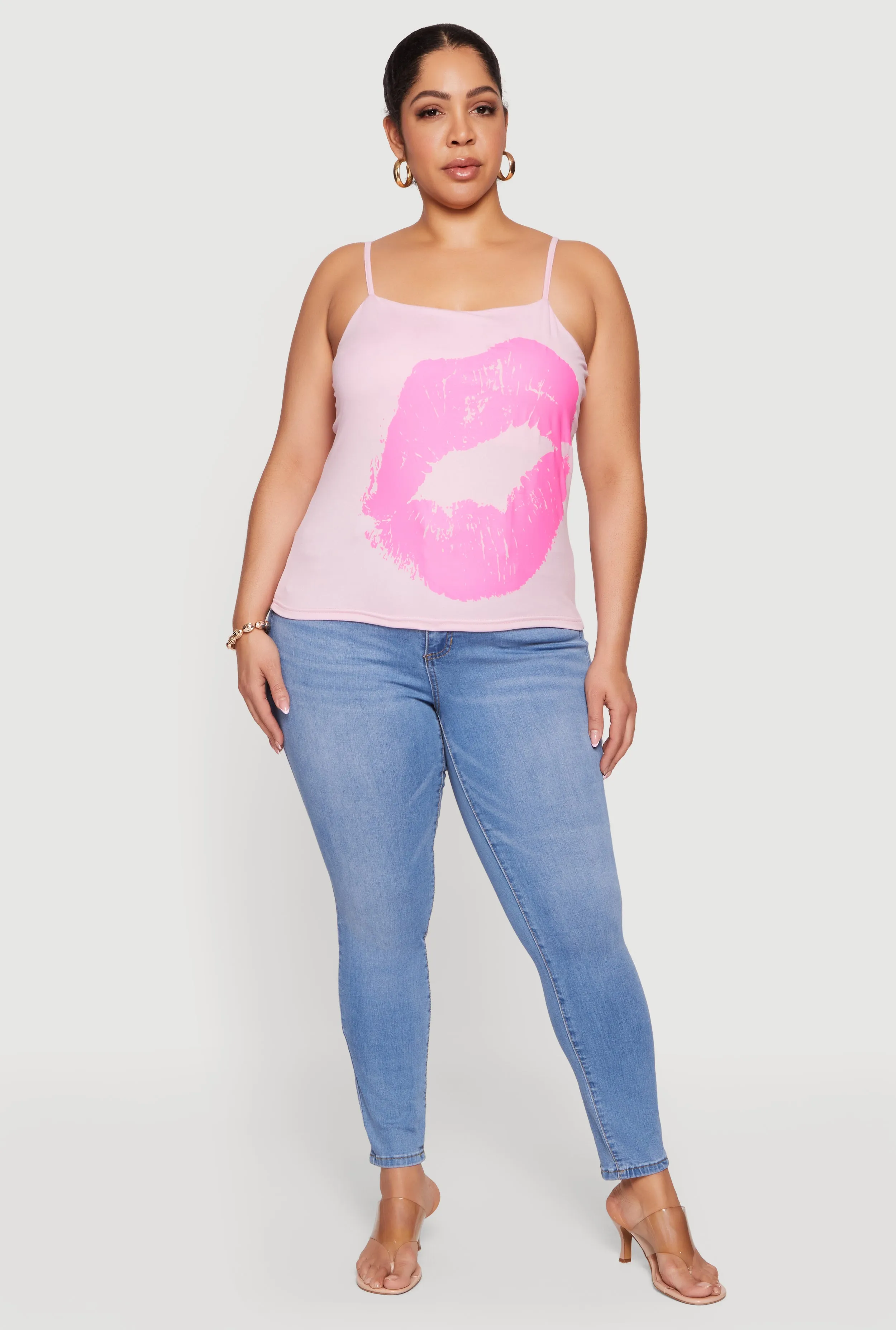 Plus Size Lip Graphic Square Neck Cami sold by Rainbow