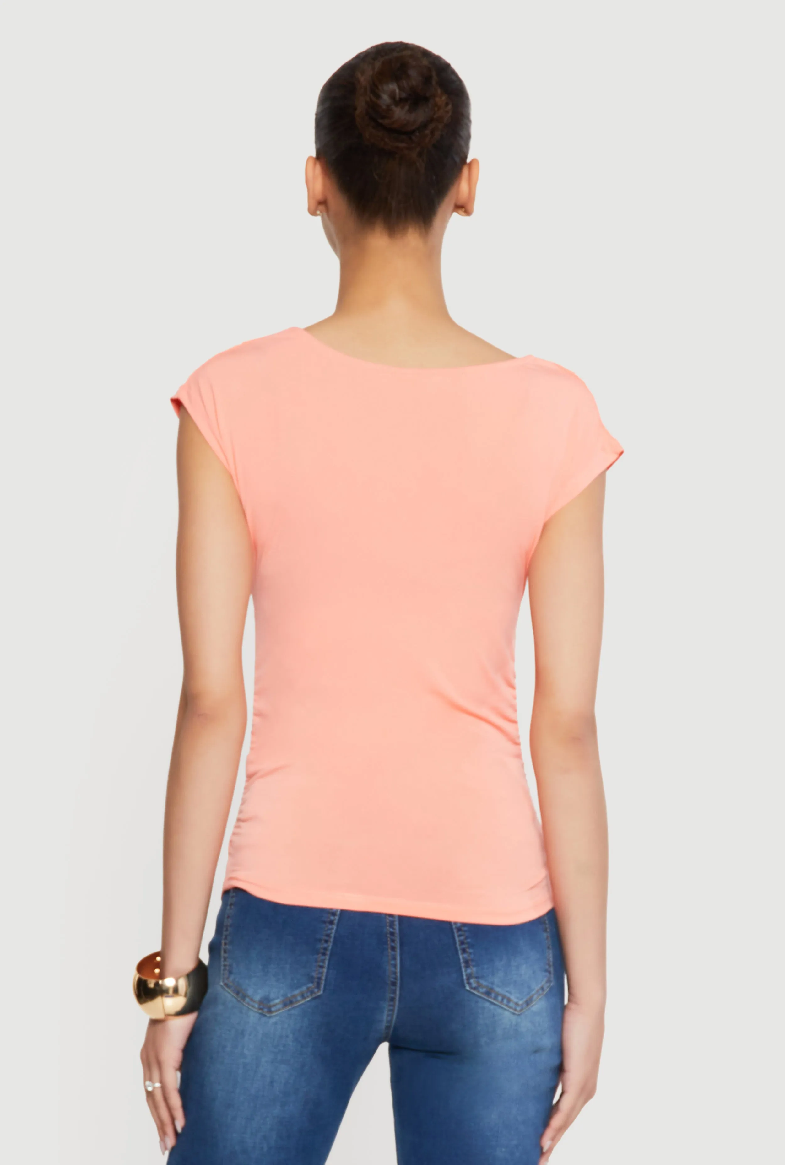 Ruched Side Cap Sleeve Cowl Neck Top sold by Rainbow product image thumbnail 5