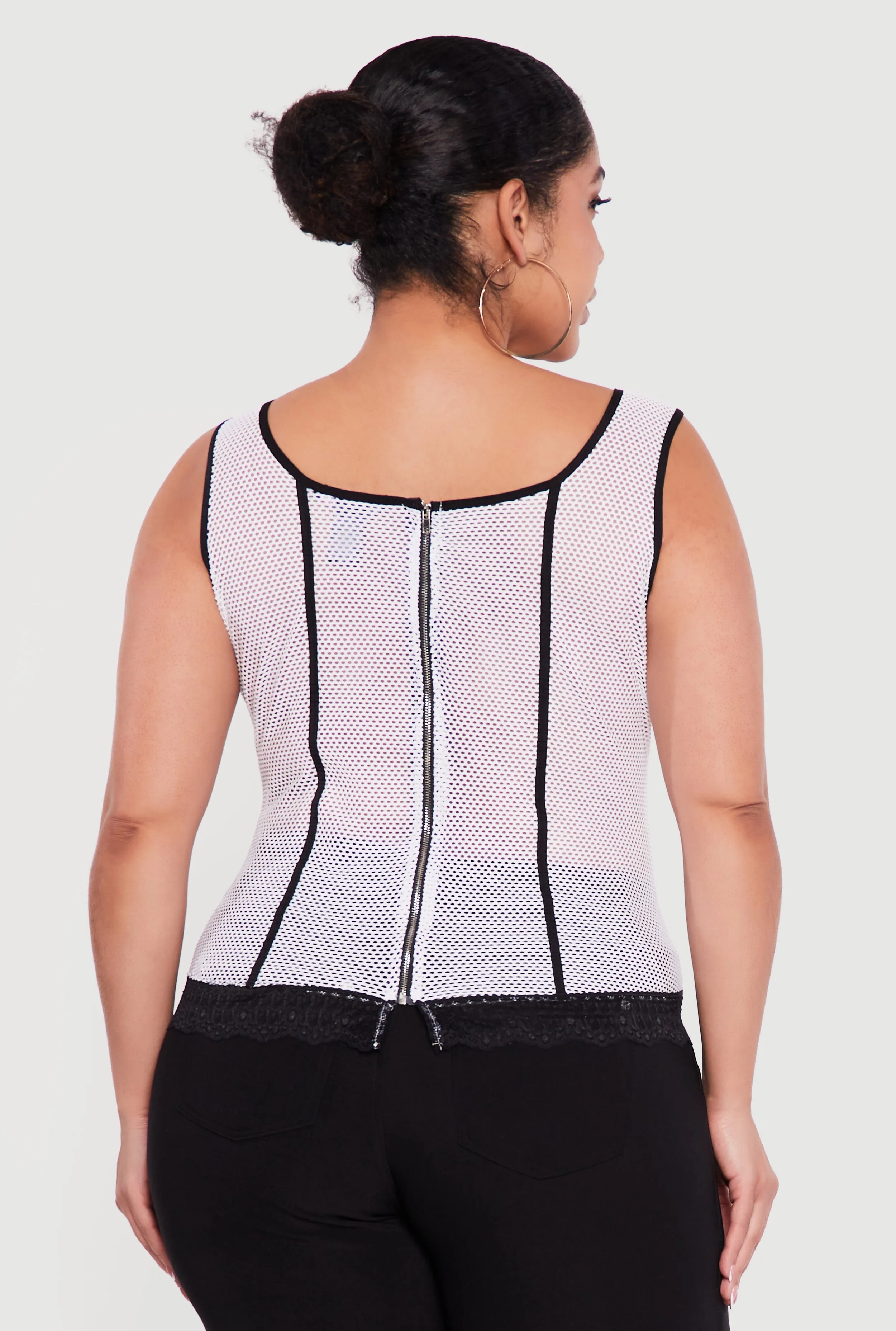 Plus Size Fishnet Contrast Trim Corset Bustier Top sold by Rainbow product image thumbnail 5