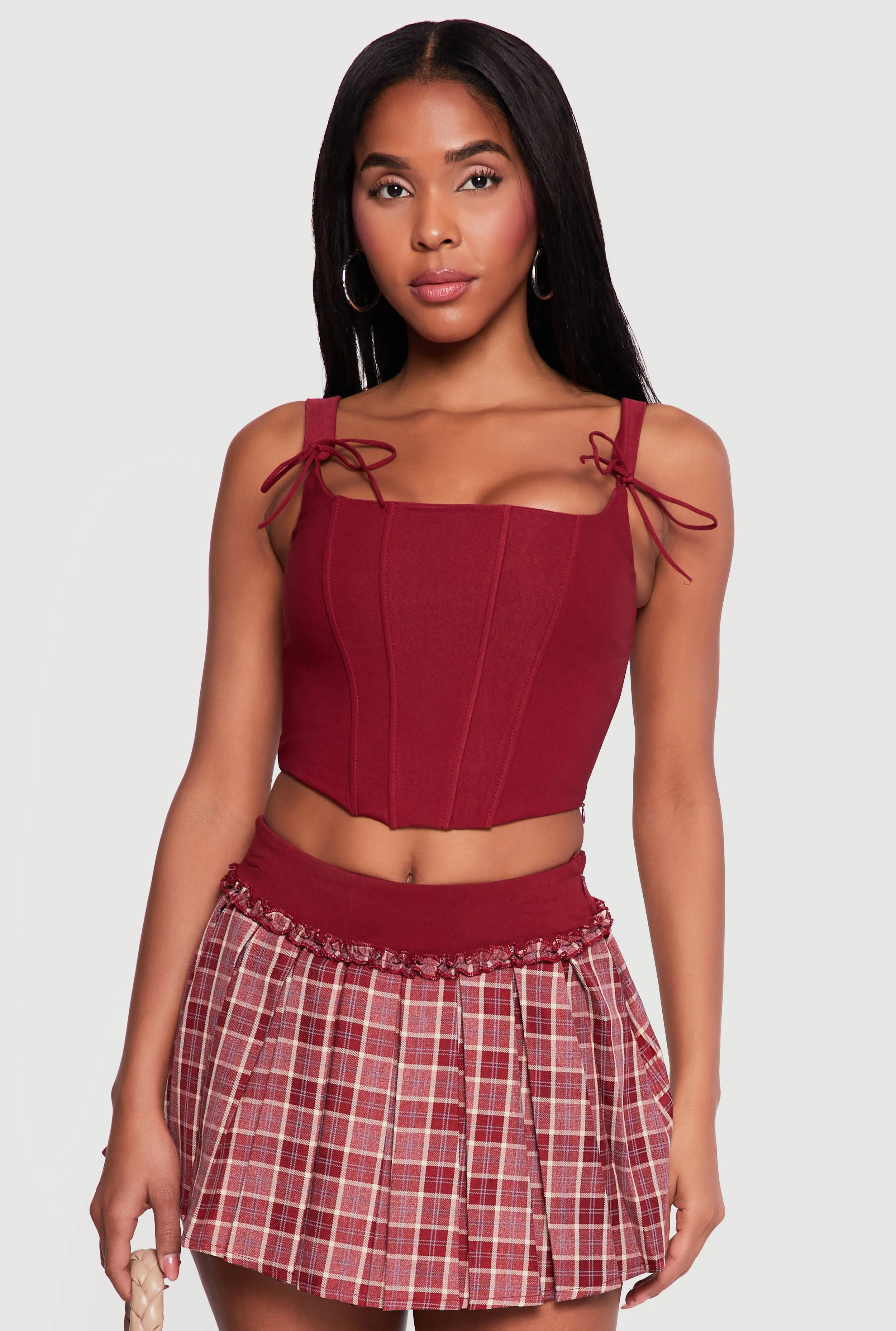 Tie Strap Cropped Corset Top sold by Rainbow