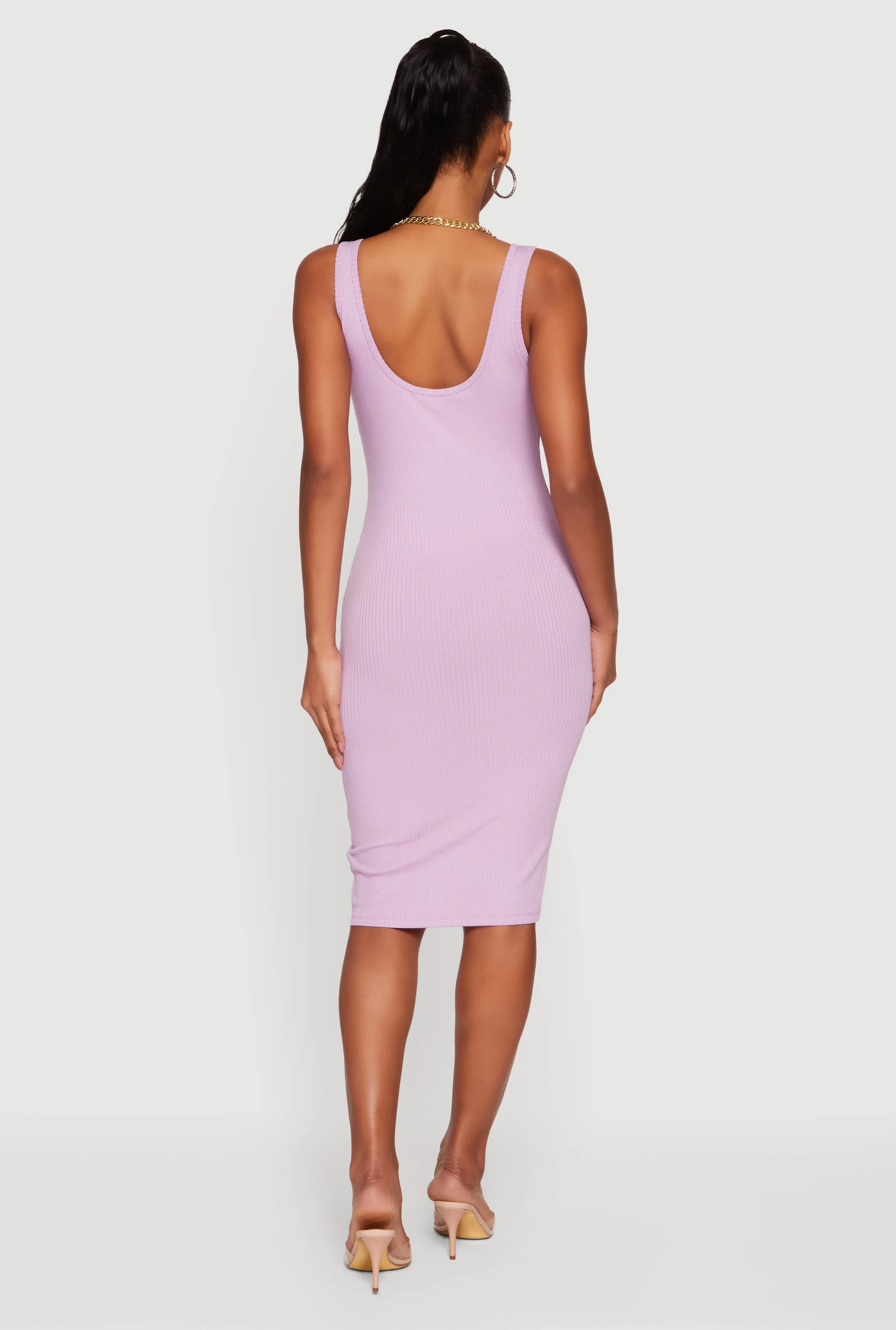 Rib Knit Notch Neck Tank Midi Dress sold by Rainbow product image thumbnail 3