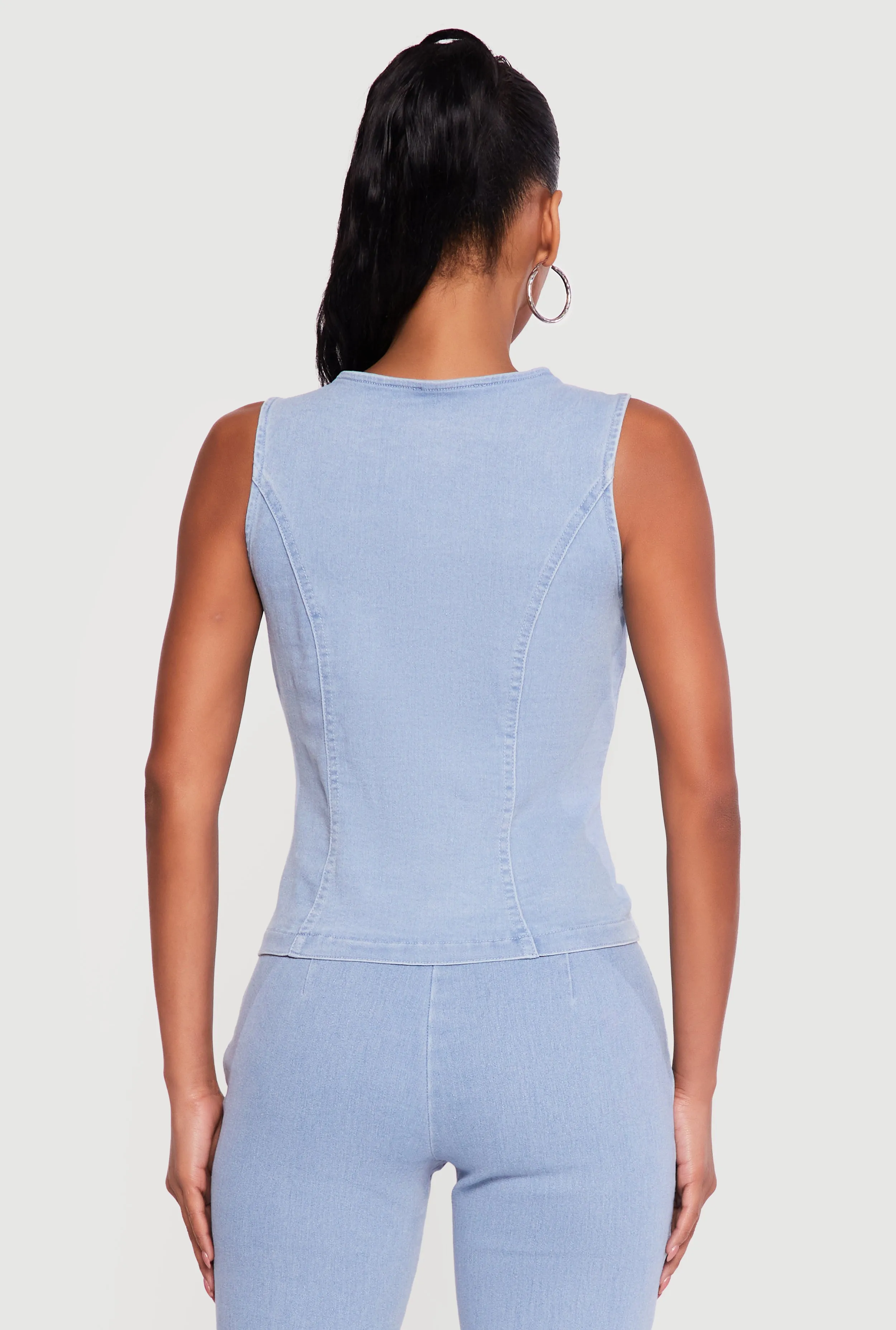Denim Asymmetrical Button Front Blazer Vest sold by Rainbow product image thumbnail 5