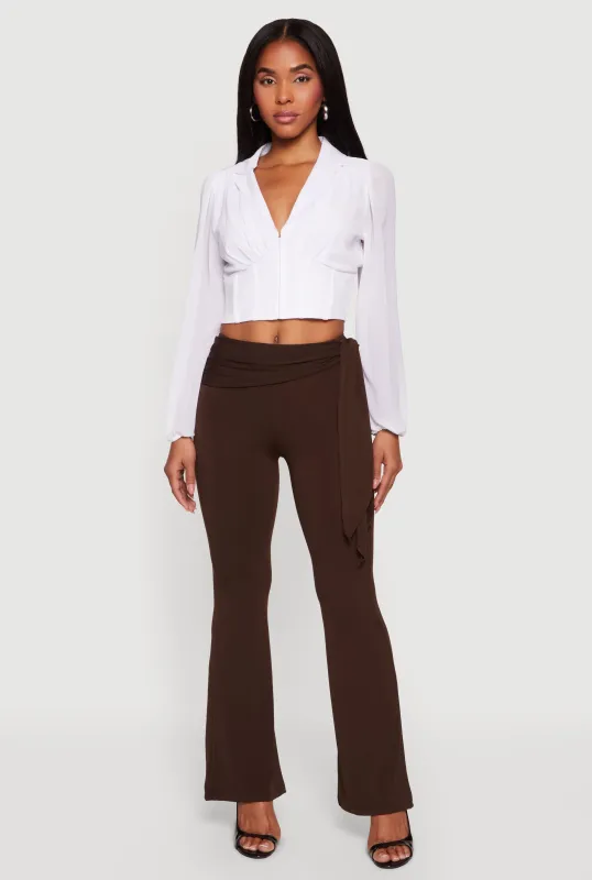 Tie Waist Pull On Flare Pants made by Rainbow