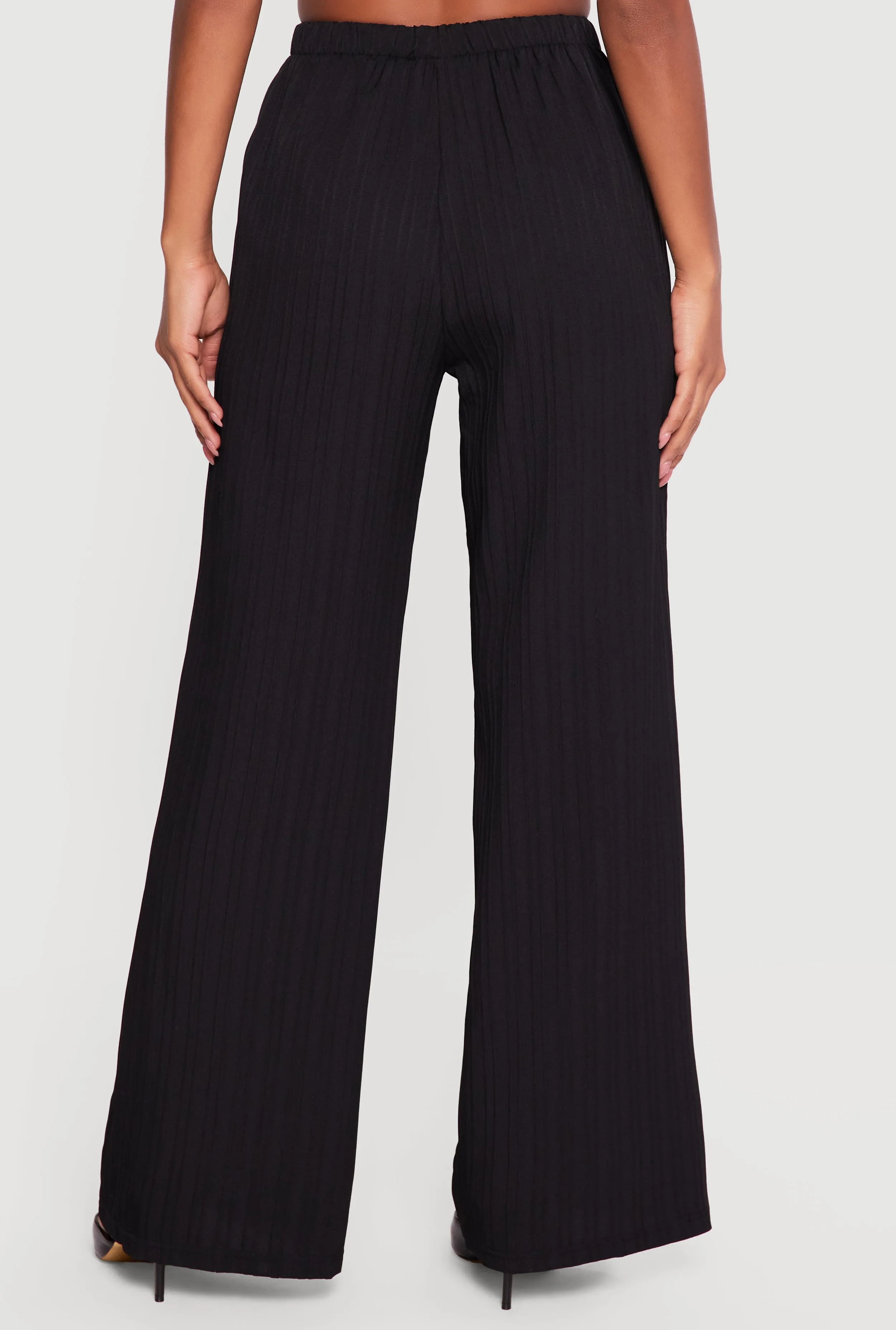 Ribbed Knit Drawstring Waist Wide Leg Pants sold by Rainbow product image thumbnail 5