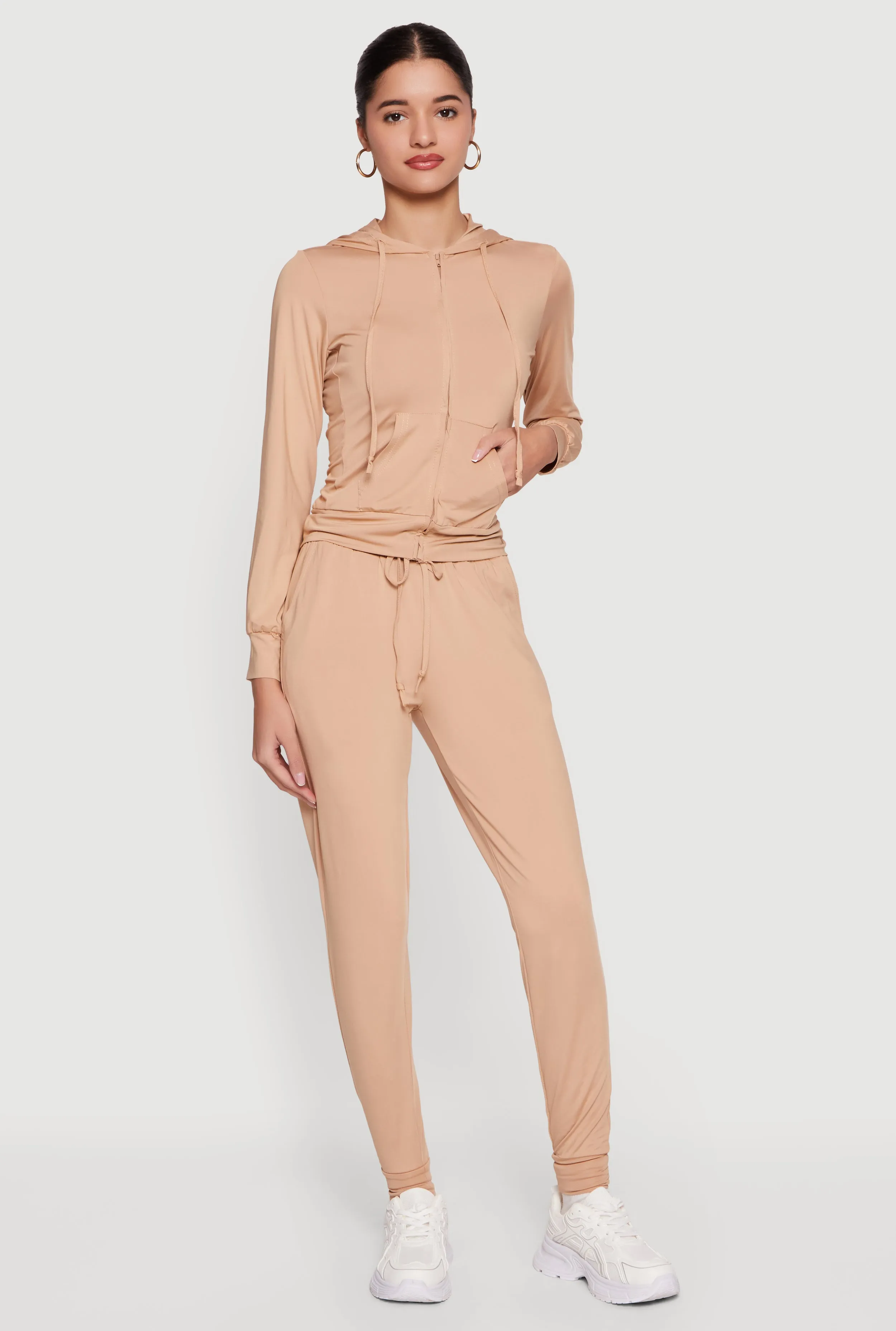 Zip Front Drawstring Hooded Track Jacket sold by Rainbow product image thumbnail 2