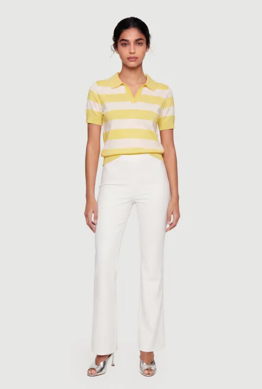 Striped Short Sleeve Polo Sweater sold by Rainbow